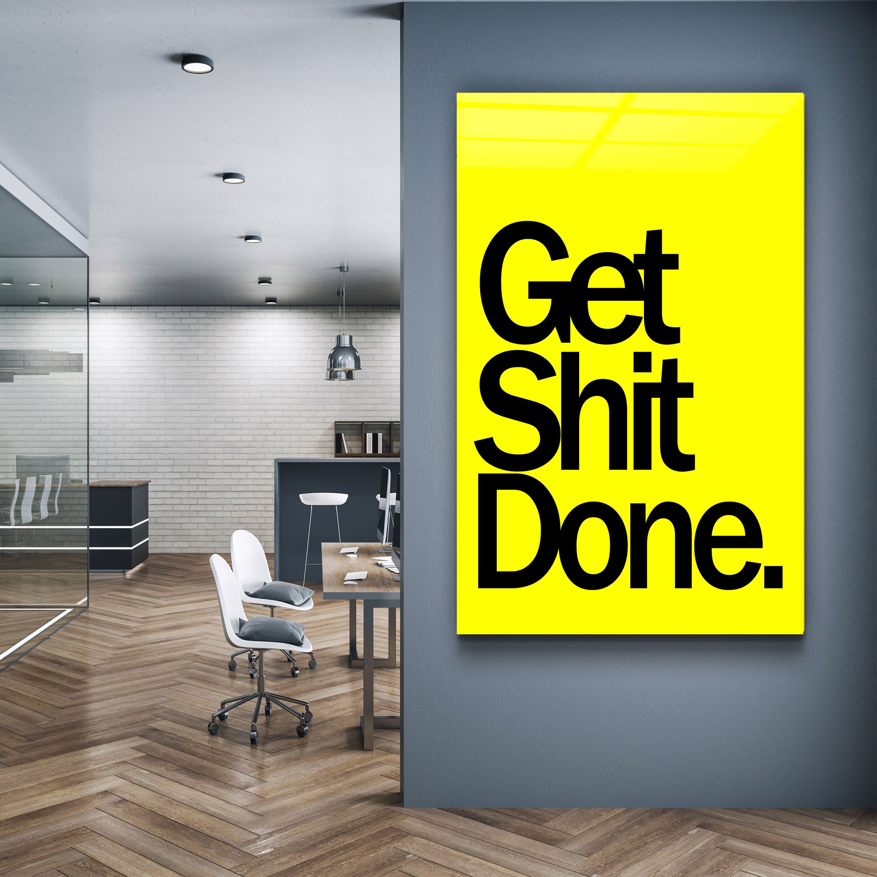 ・„Get X Done Yellow“・Designers Collection <tc>Glasbild</tc>