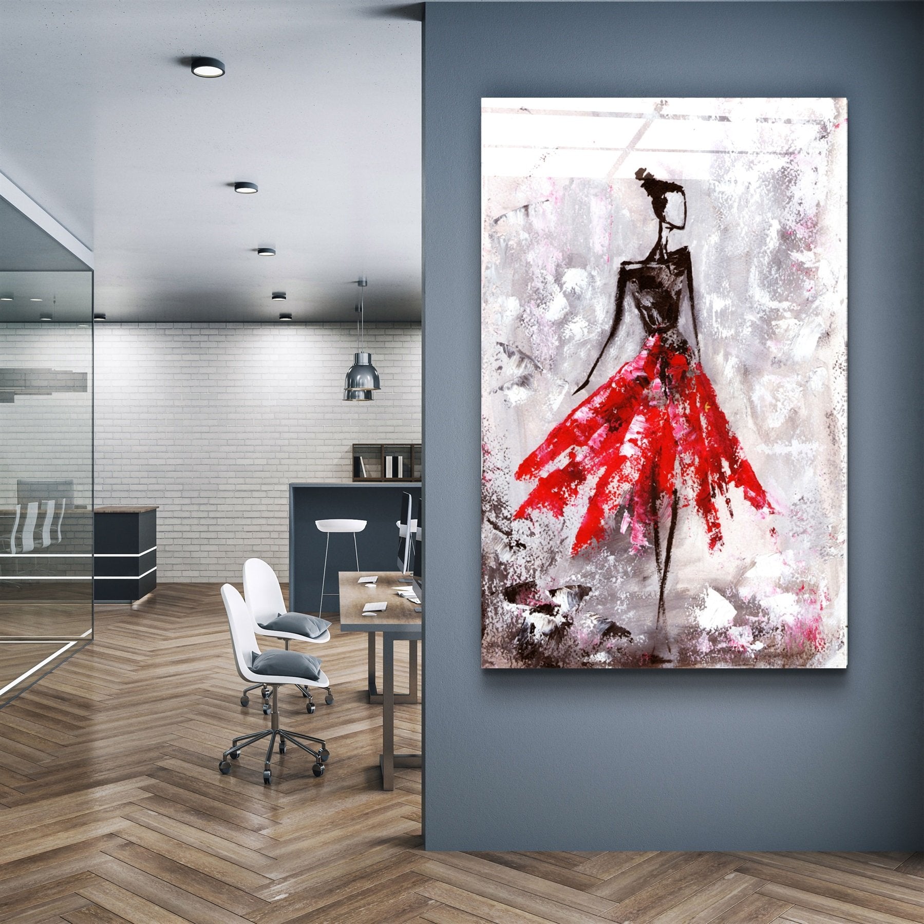 ・"Ballerina (Red)"・Glass Wall Art
