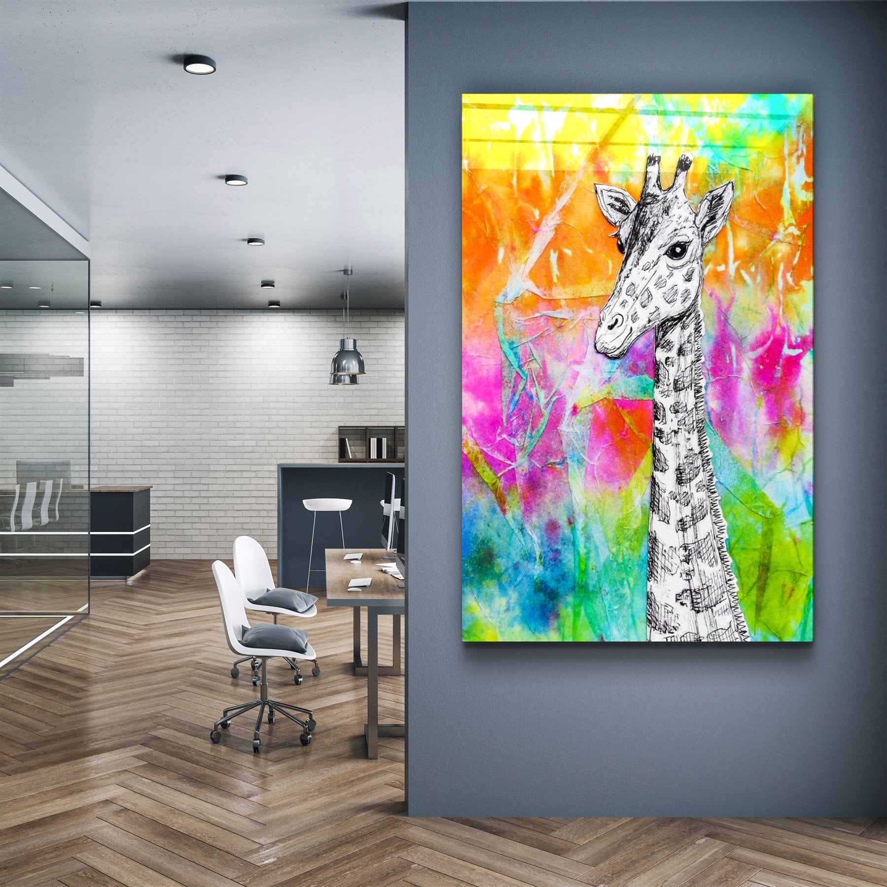 ・"Giraffe"・Glass Wall Art