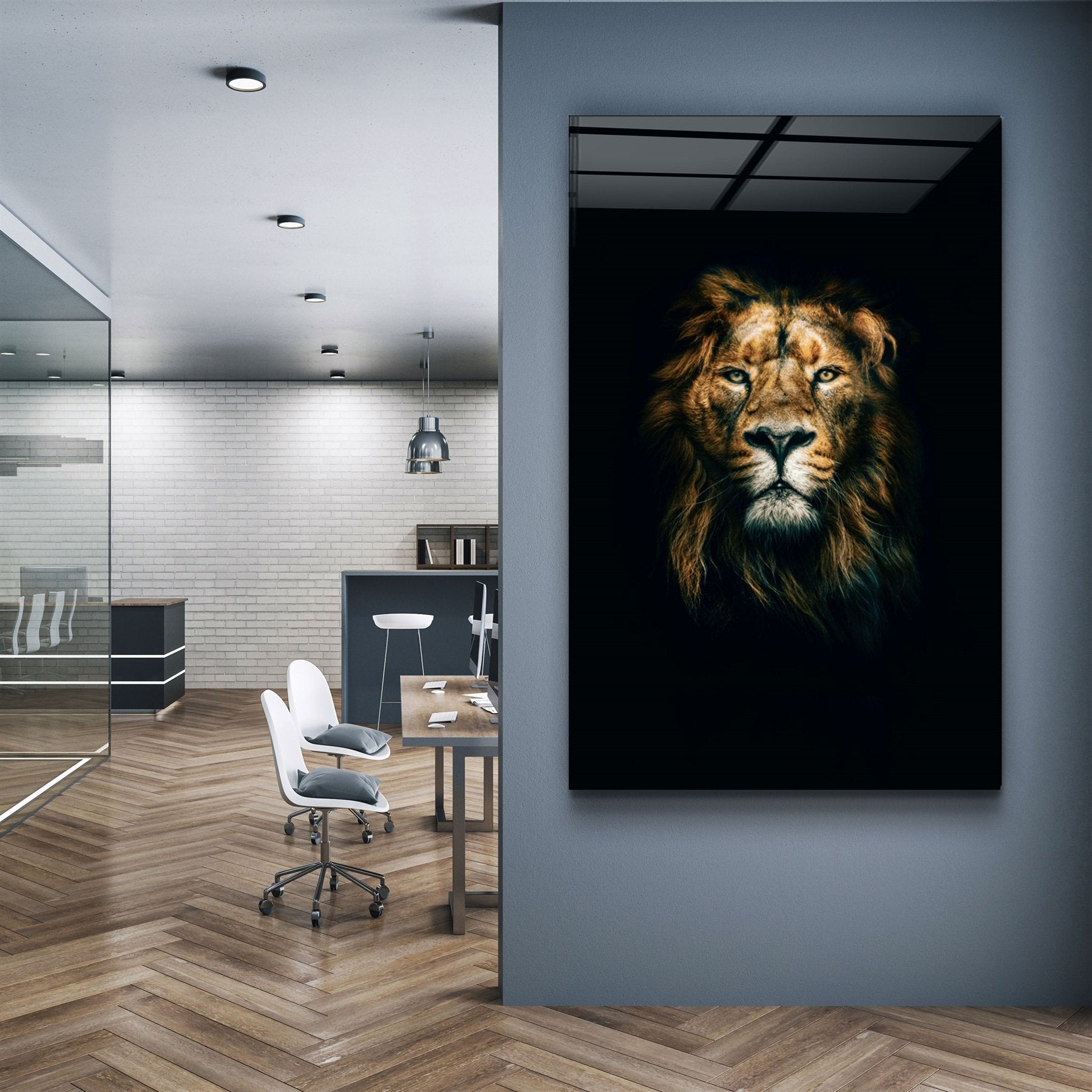 ・"Wild Lion"・Glass Wall Art