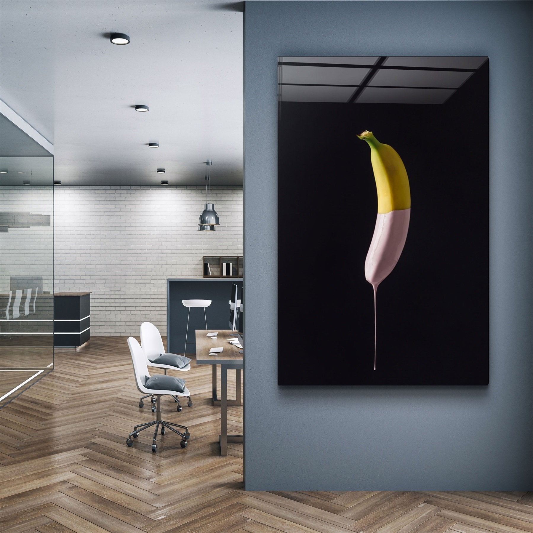 ・« Banane abstraite »・Art mural en verre