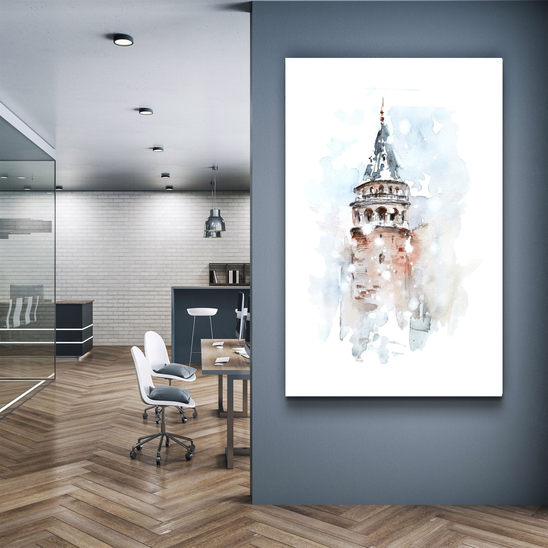 ・"Abstract Historical Building"・Glass Wall Art