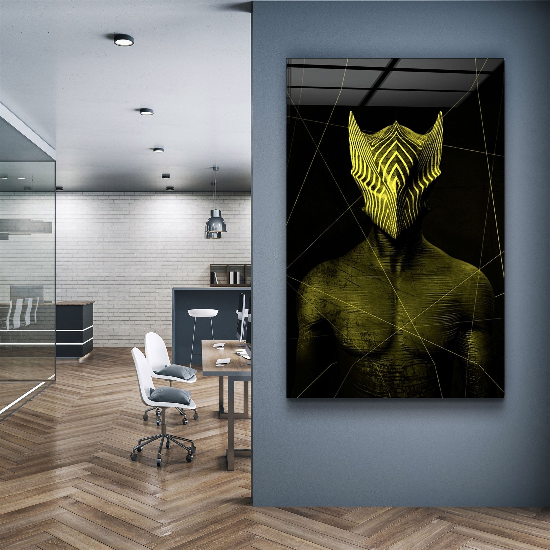 ・"Abstract Masked Man V3"・Glass Wall Art