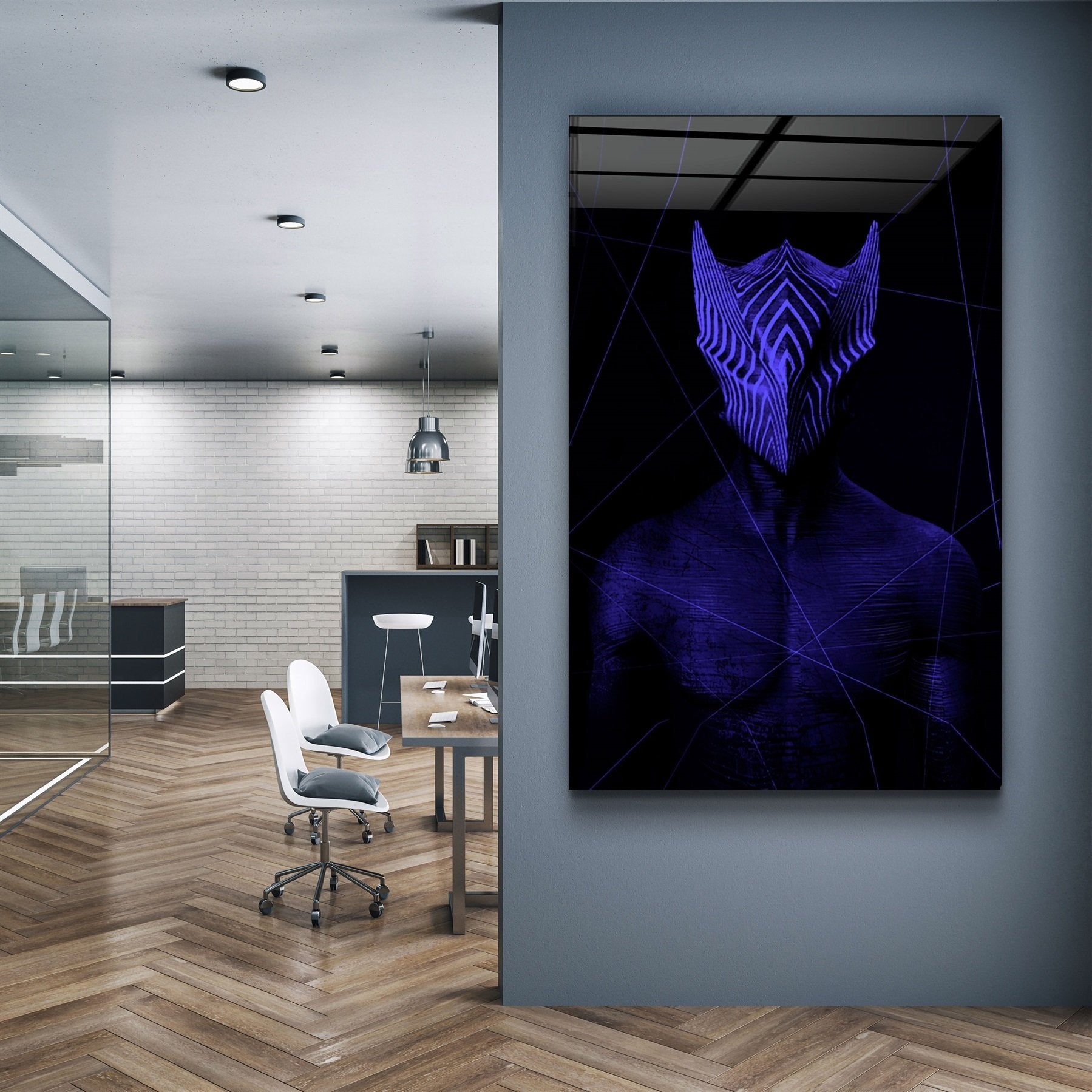 ・"Abstract Masked Man V6"・Glass Wall Art