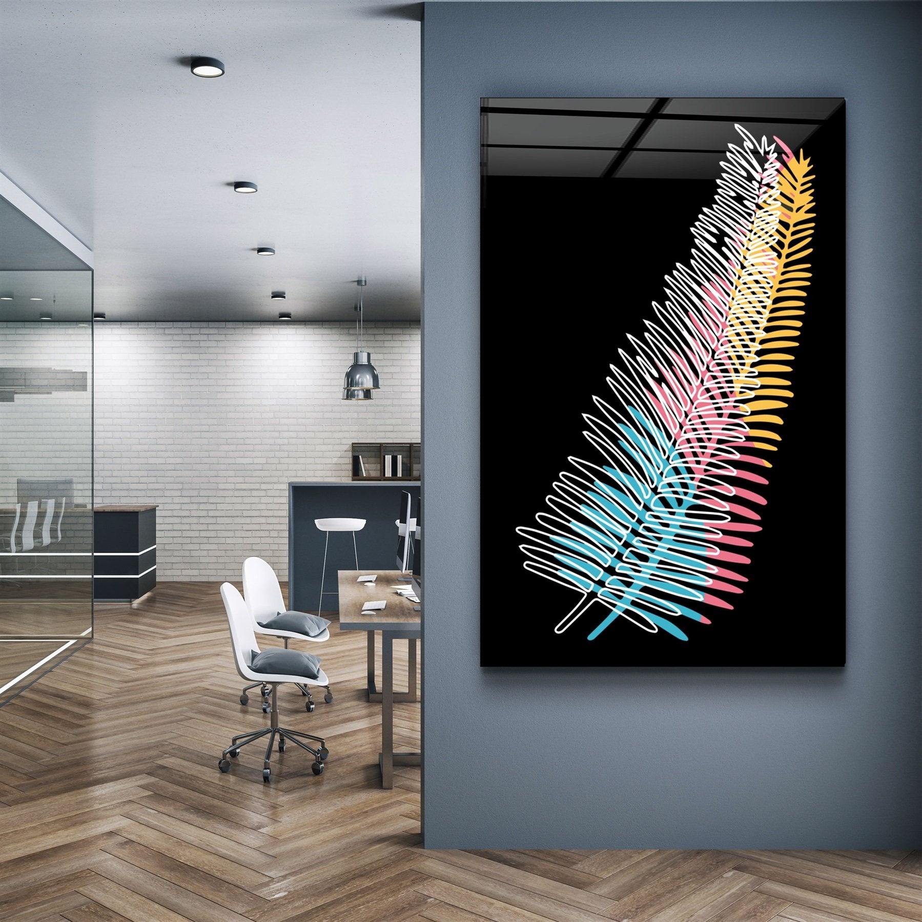・"Modern Line Abstract V14"・Glass Wall Art