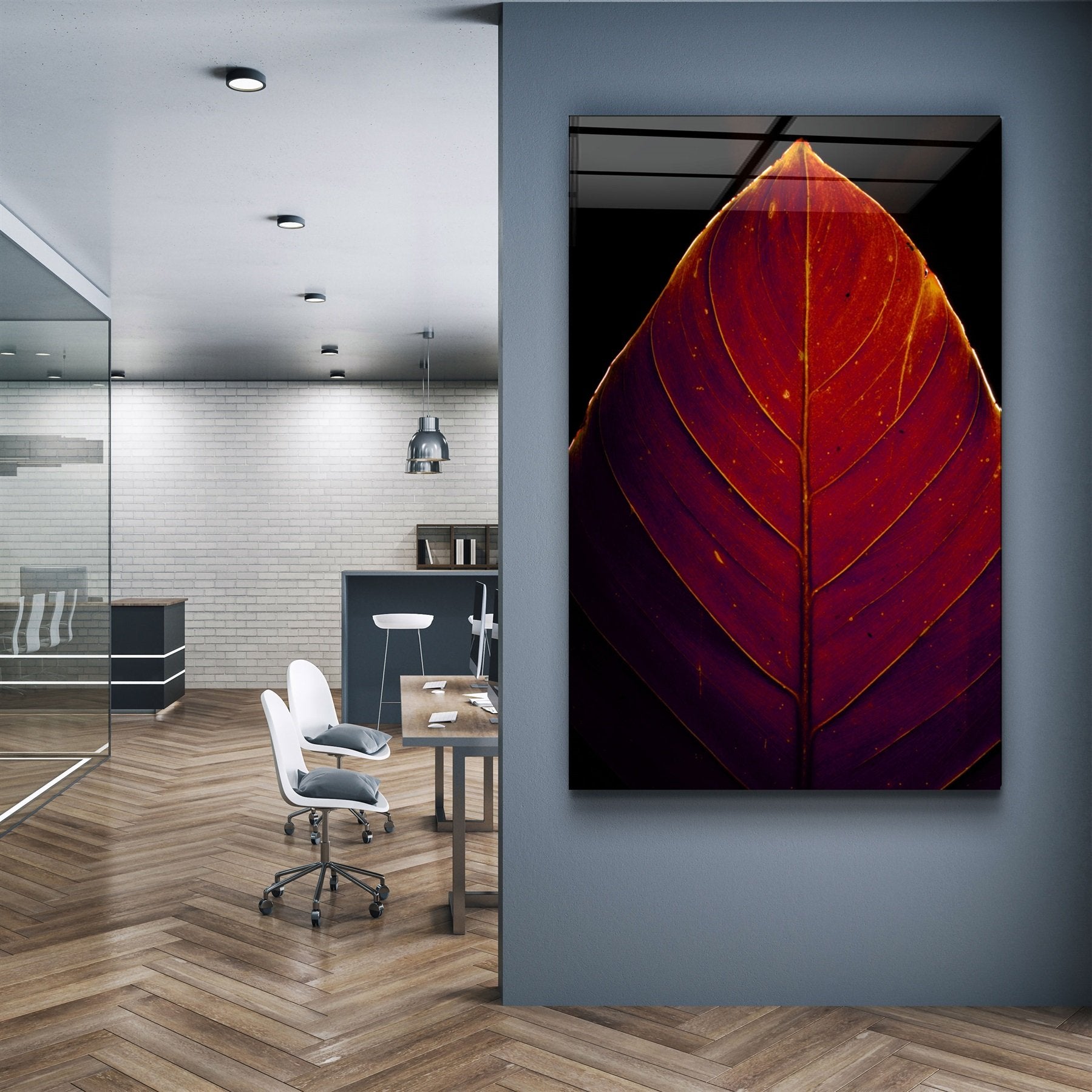 ・"Leaf v2"・Glass Wall Art