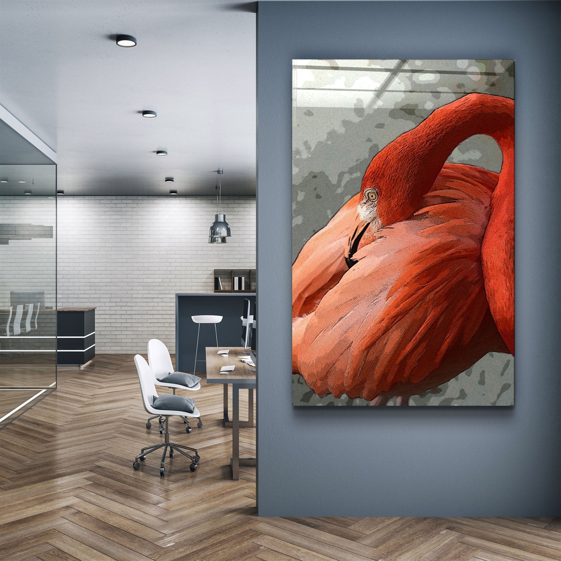 ・"Flamingo V3"・Art mural en verre