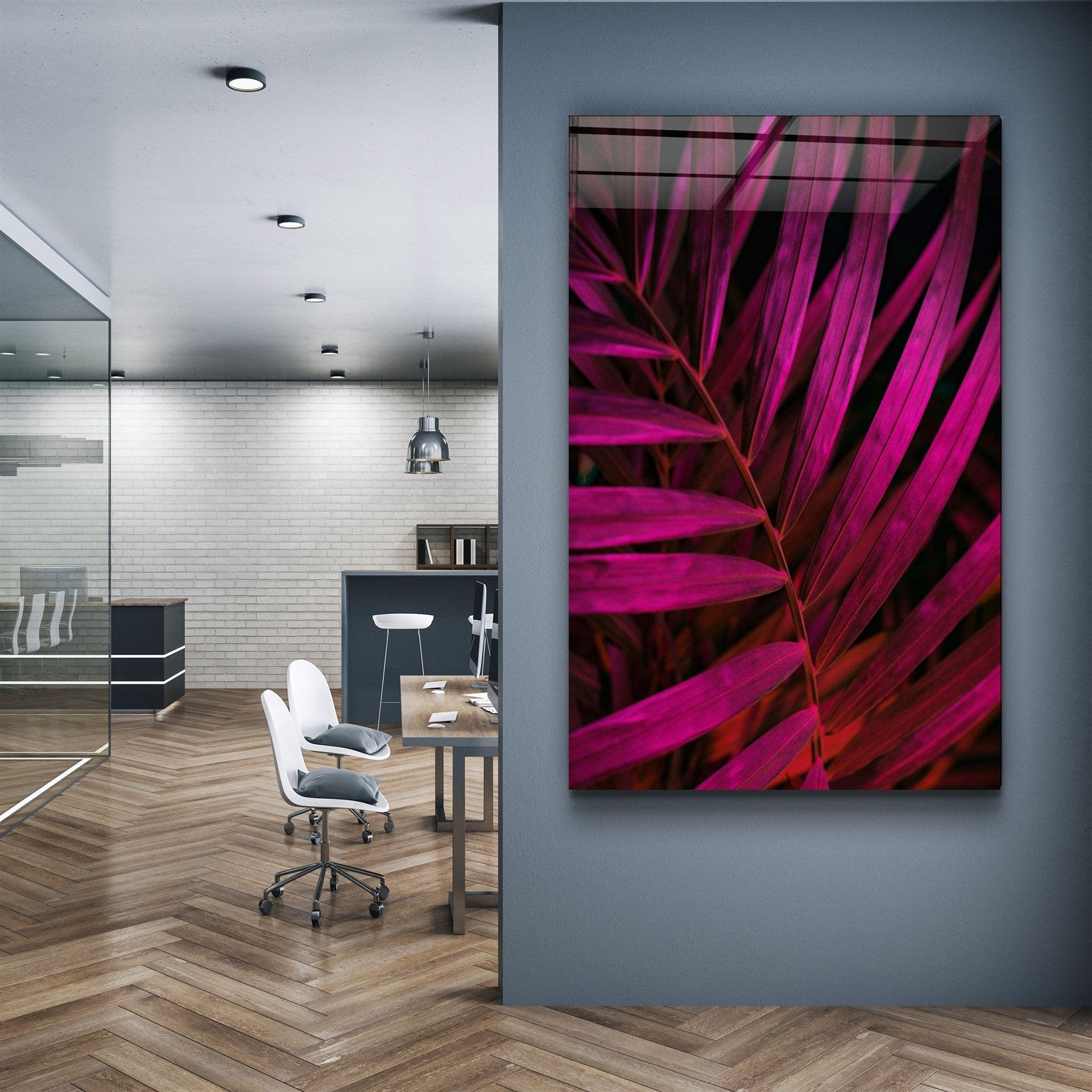 ・"Purple Leaves"・Glass Wall Art