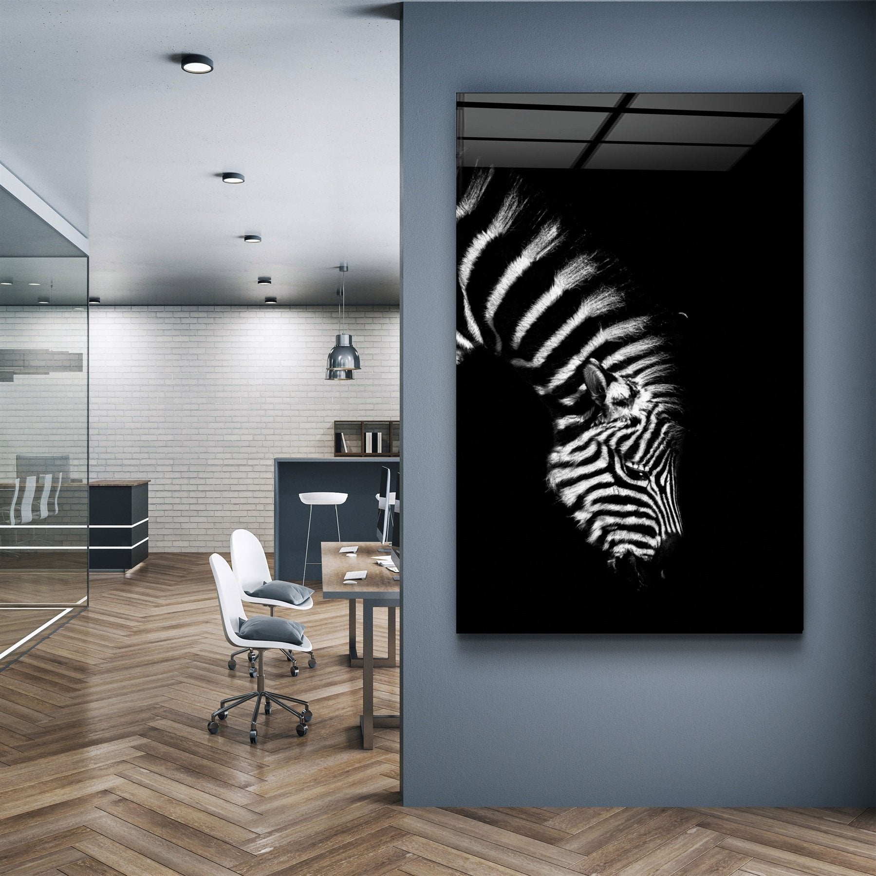 ・"Young Zebra"・Glass Wall Art