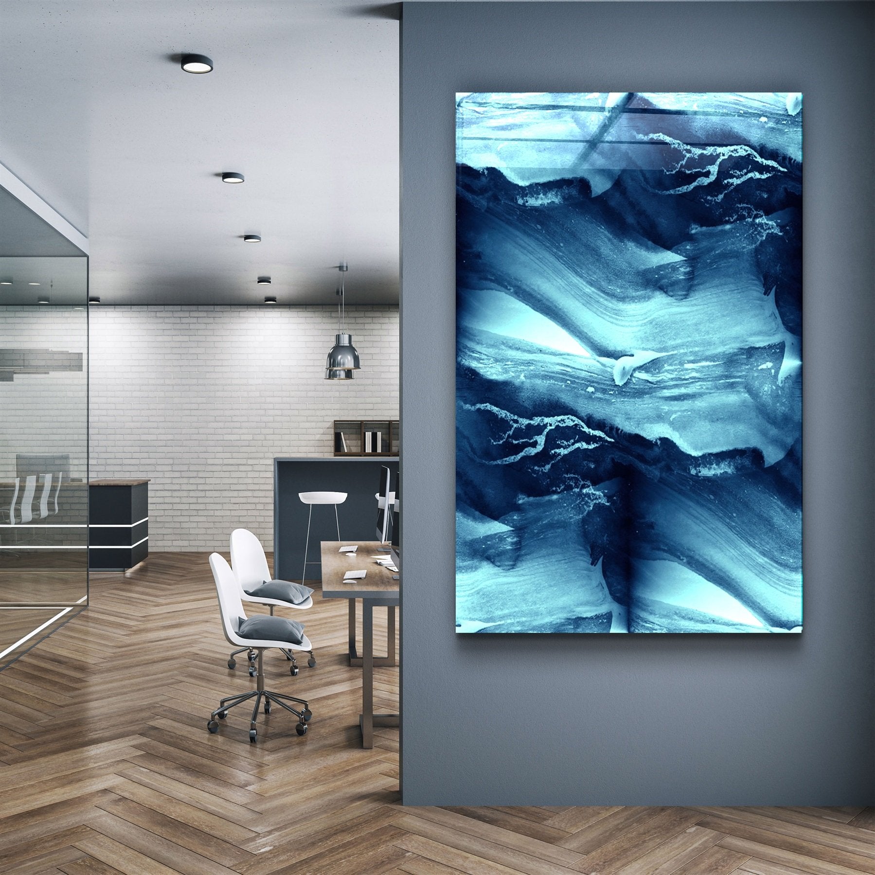 ・"Abstract Waves"・Glass Wall Art