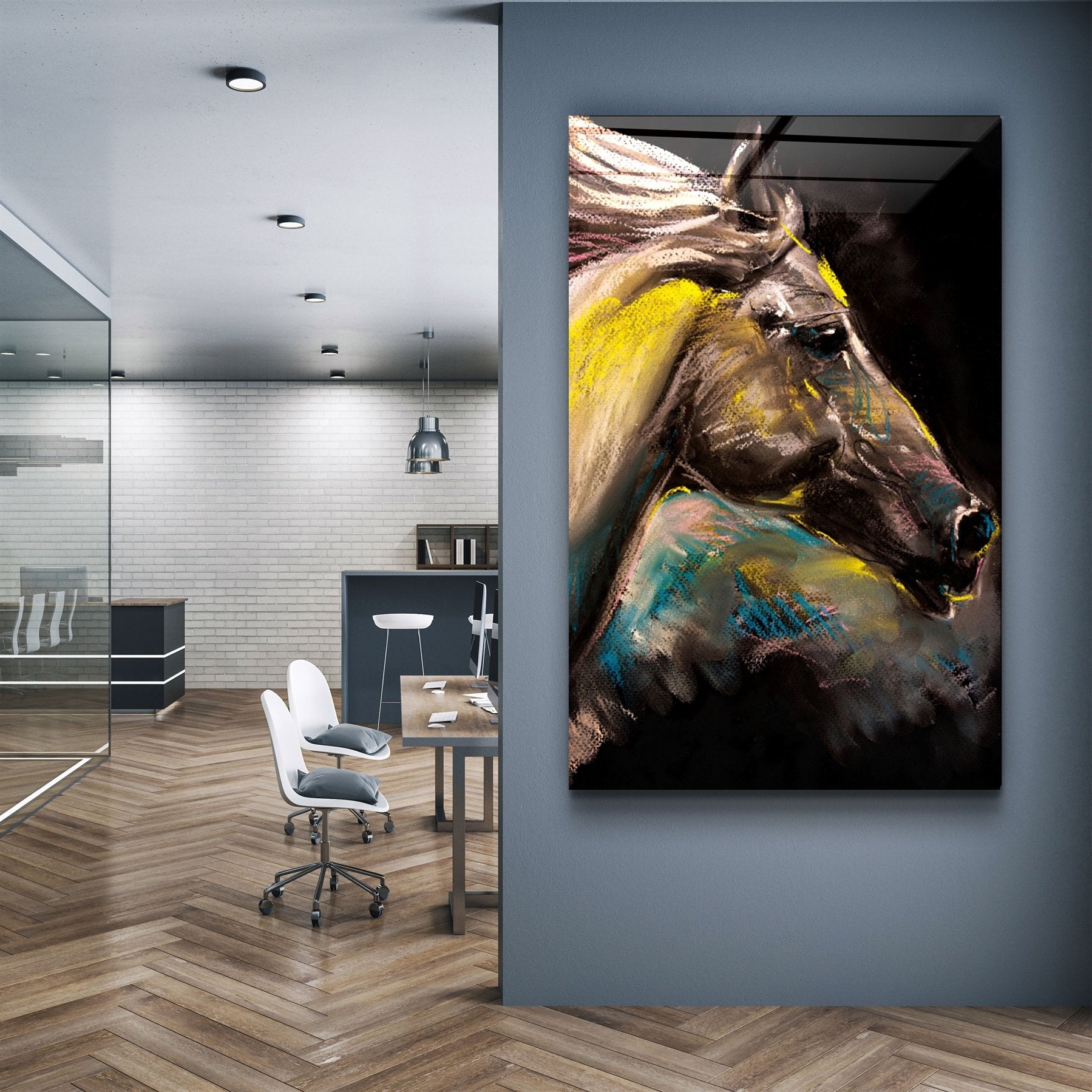 ・"Abstract Horse"・Glass Wall Art