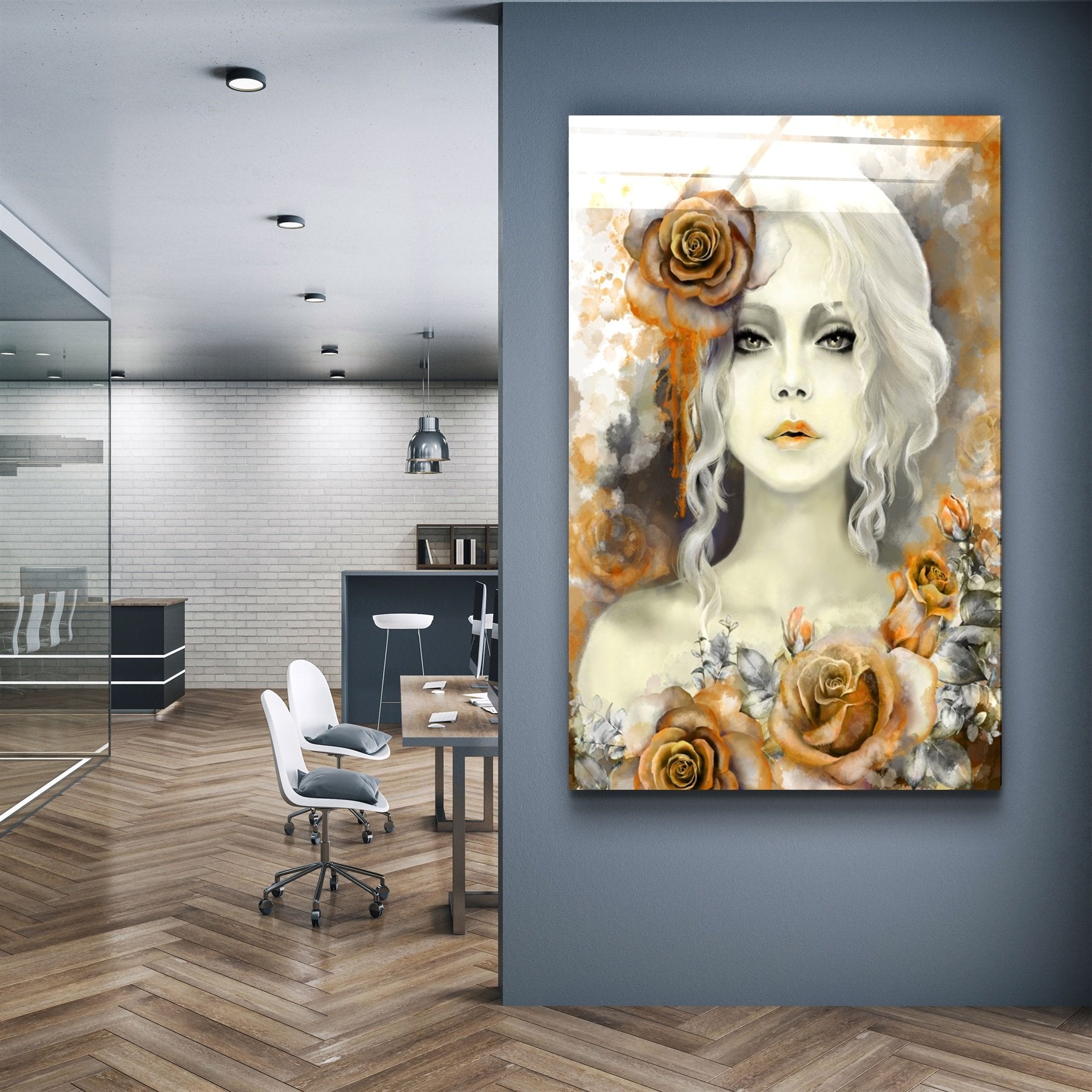 ・„Silent Rose Woman Portrait“・<tc>Glasbild</tc>