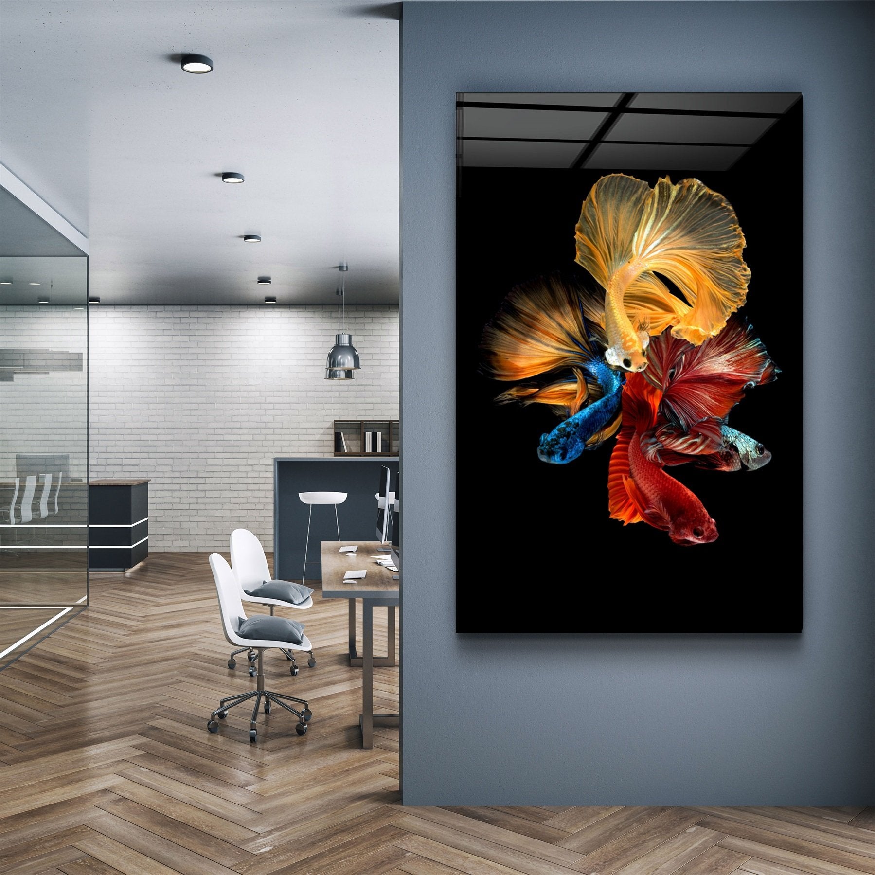 ・"Poisson Betta V2"・Art mural en verre