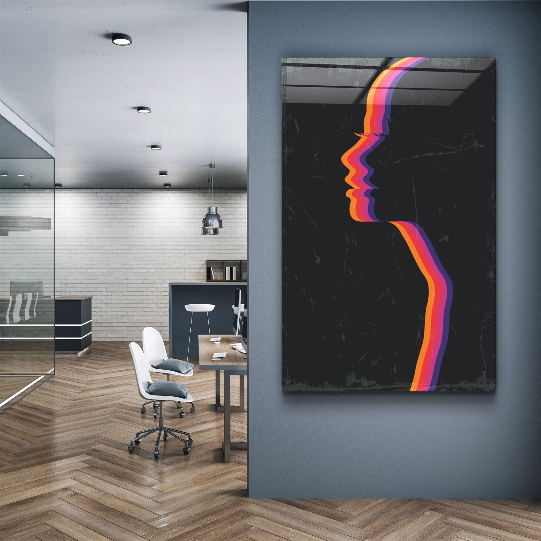 ・"Lignes de visage v1"・Art mural en verre