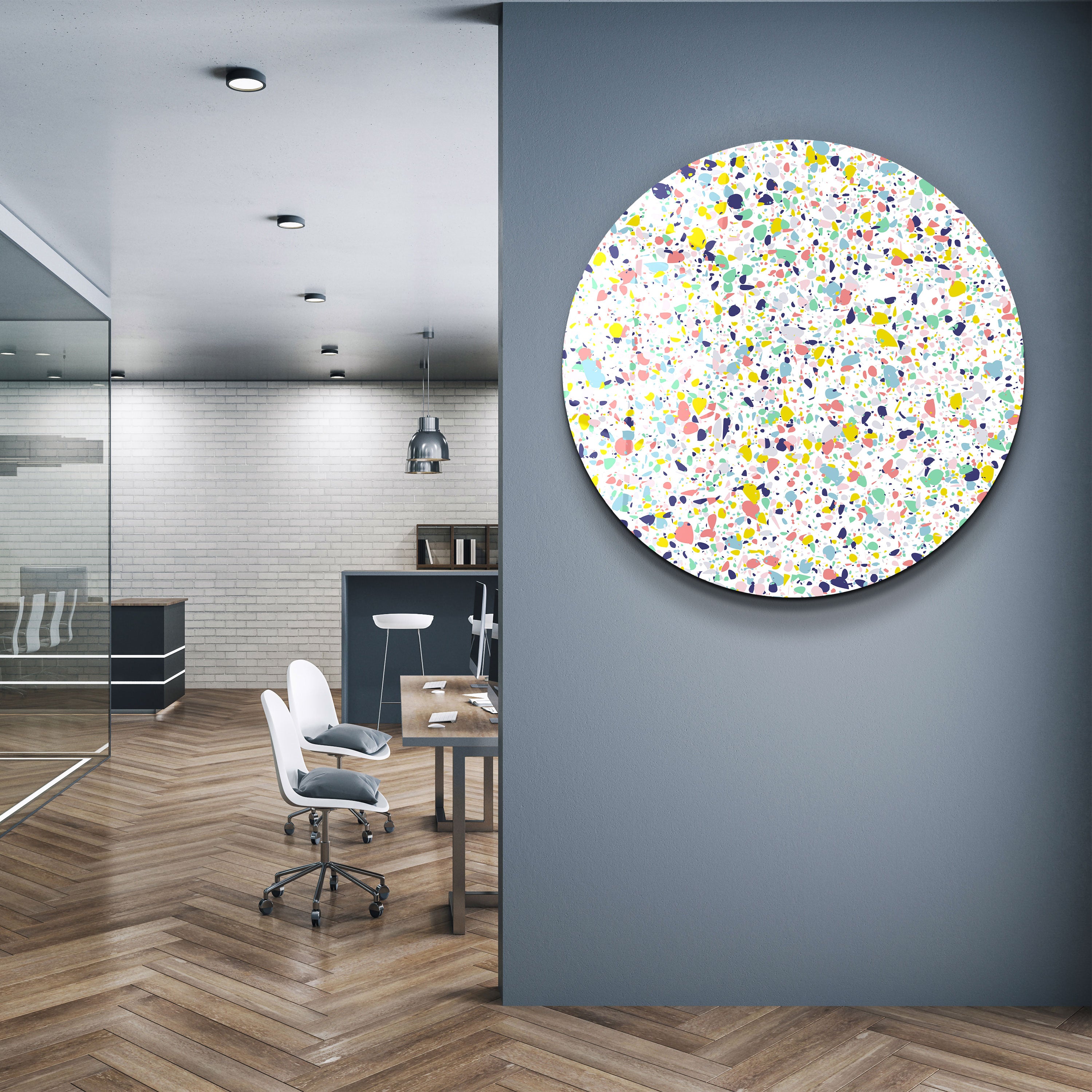 ・"Pastel Terrazzo"・Rounded Glass Wall Art