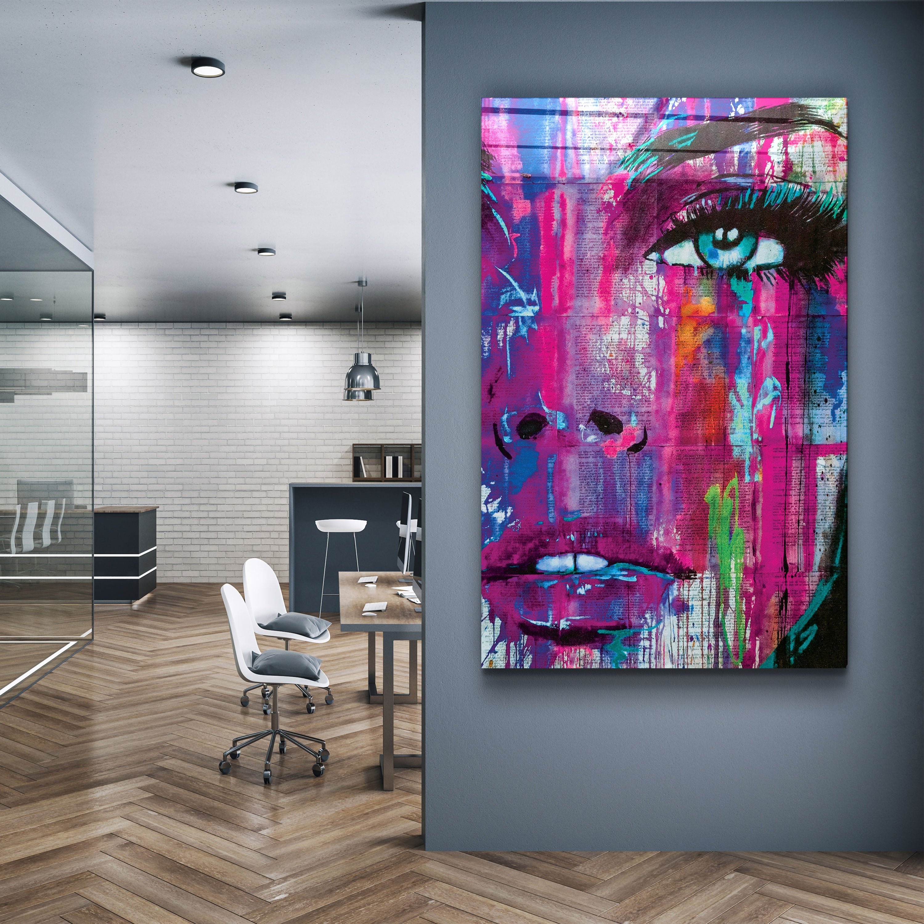 ・"Visage de femme"・Art mural en verre