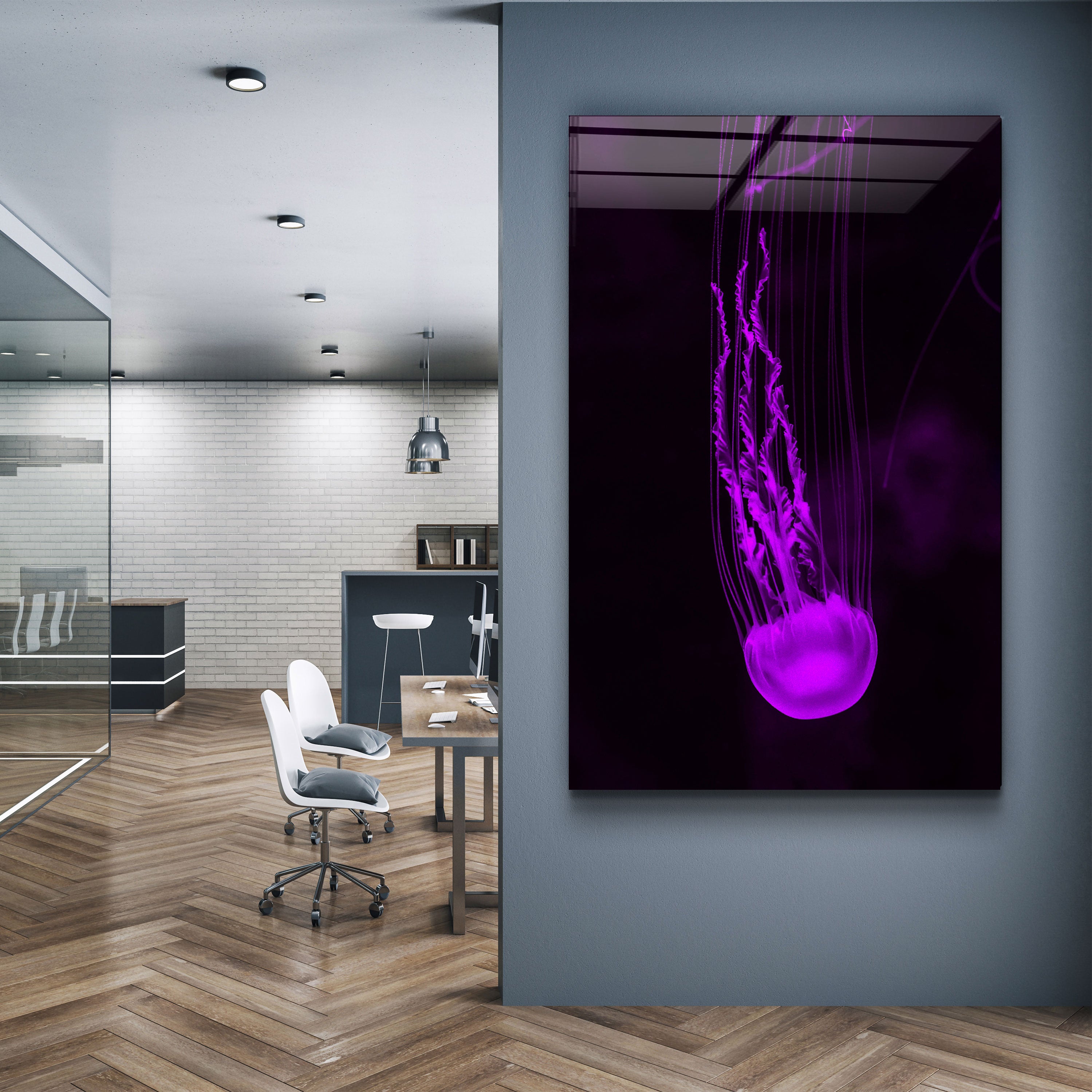 ・"Jellyfish"・Glass Wall Art