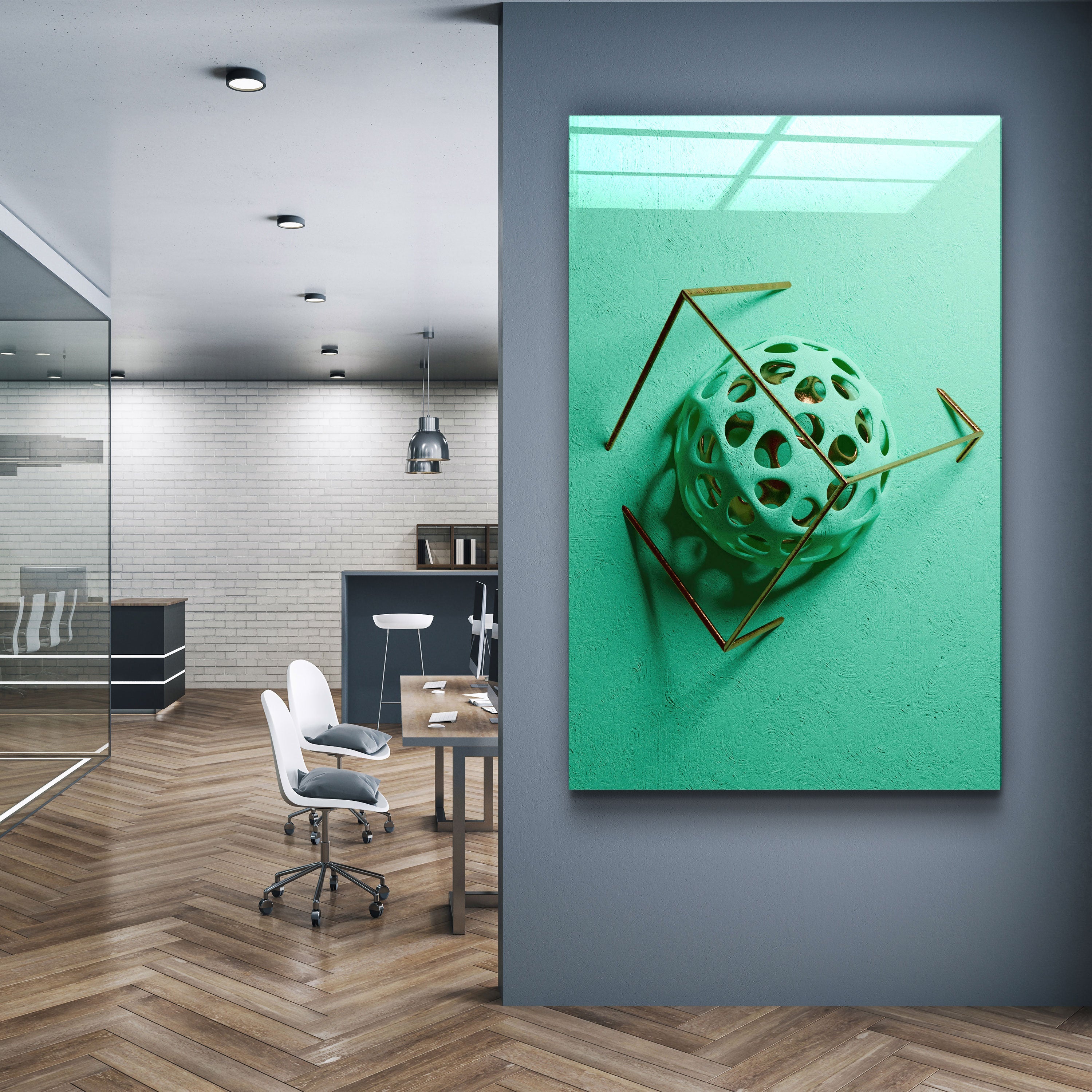 Moon in Cage 2 | Designers Collection Glass Wall Art