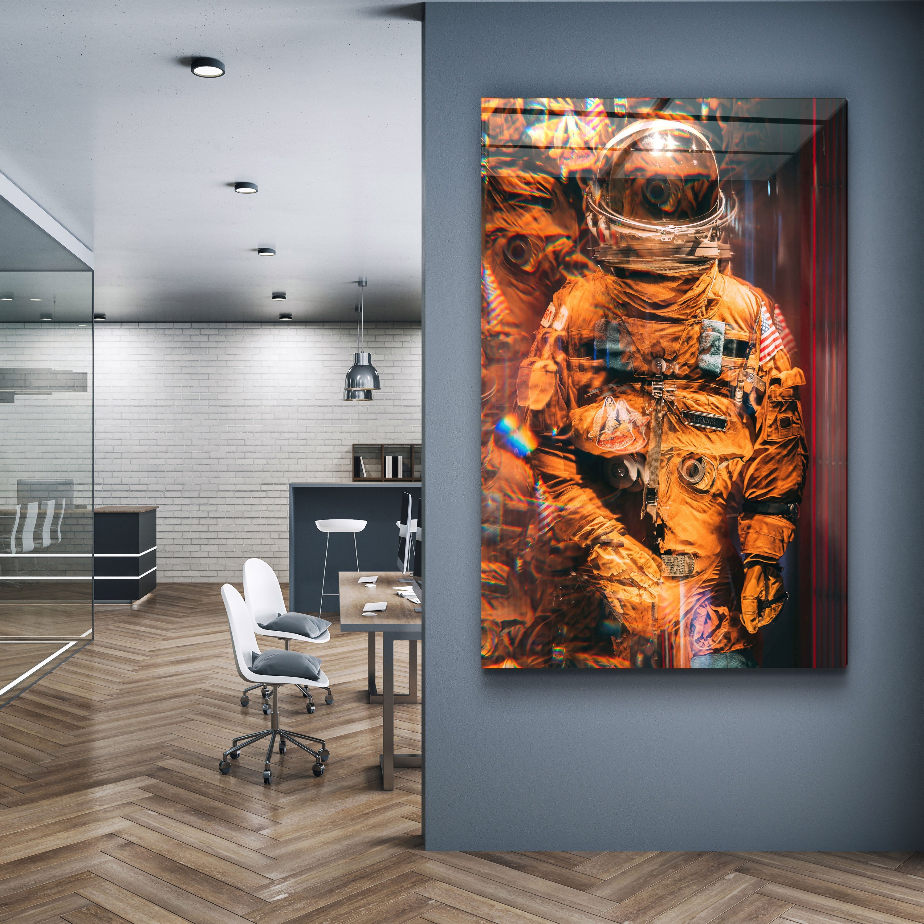 ・"Blurry Astronaut"・Designer's Collection Glass Wall Art
