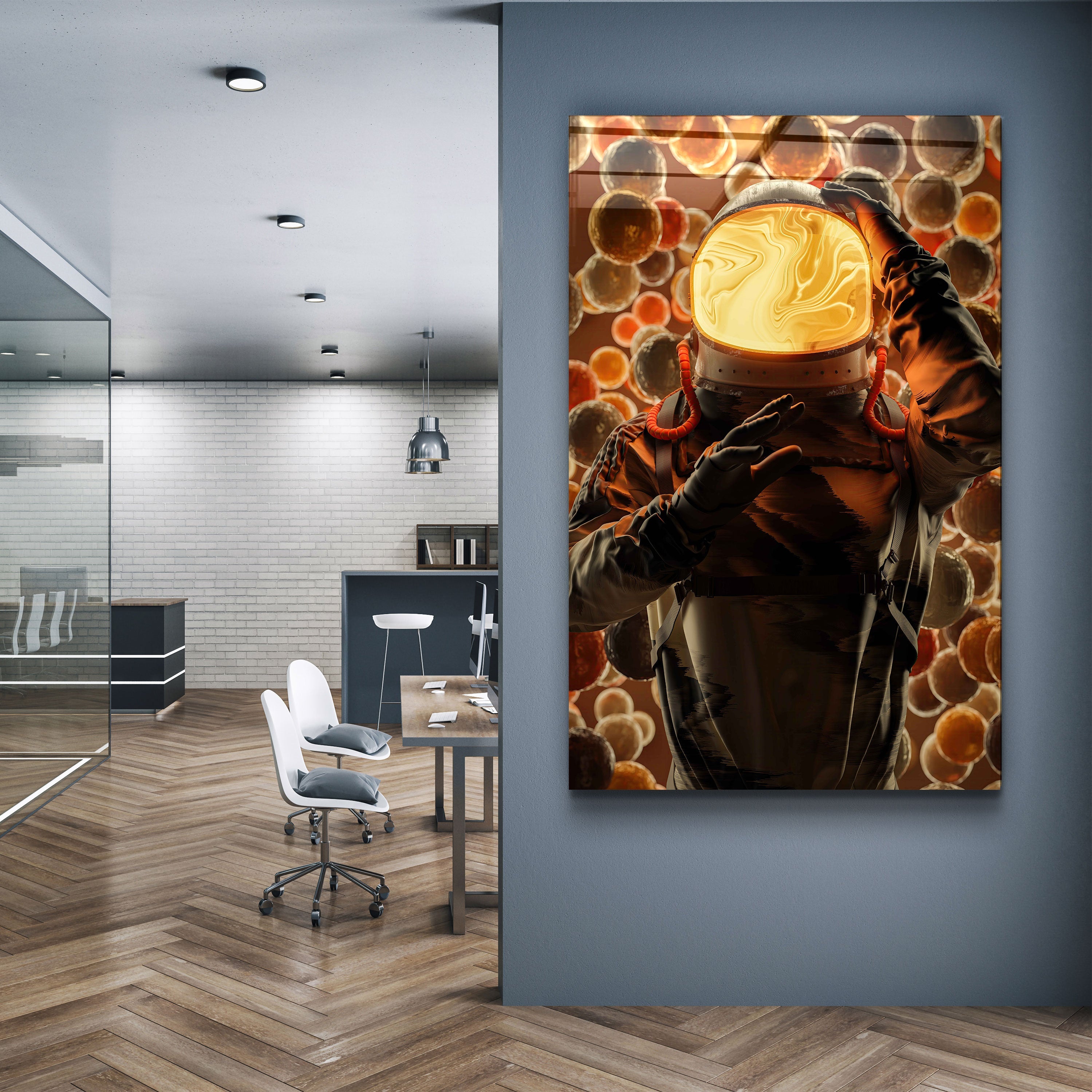 ・"Astronaut is Lava"・Designer's Collection Glass Wall Art