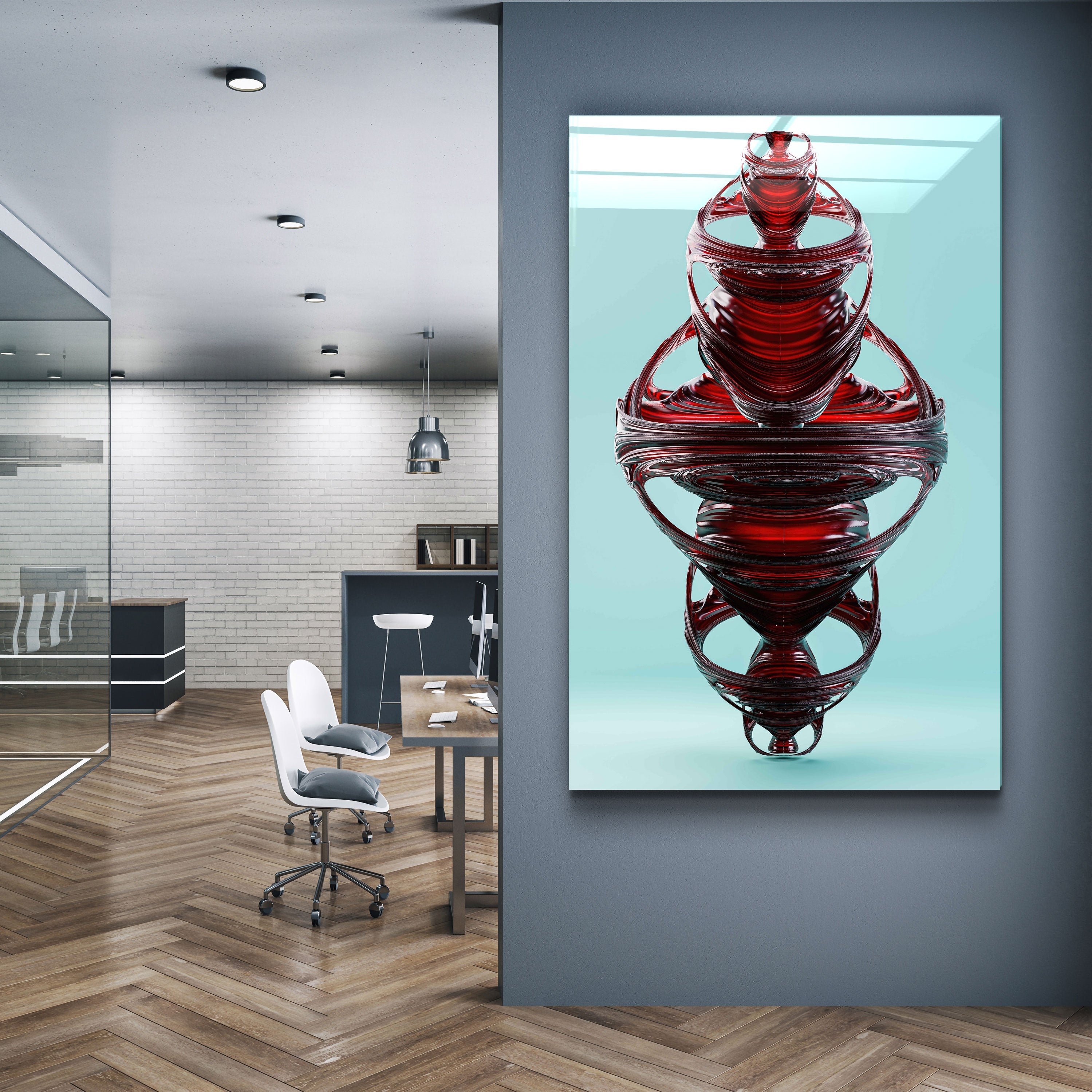 ・"Design moderne abstrait V2"・Art mural en verre de la collection du designer
