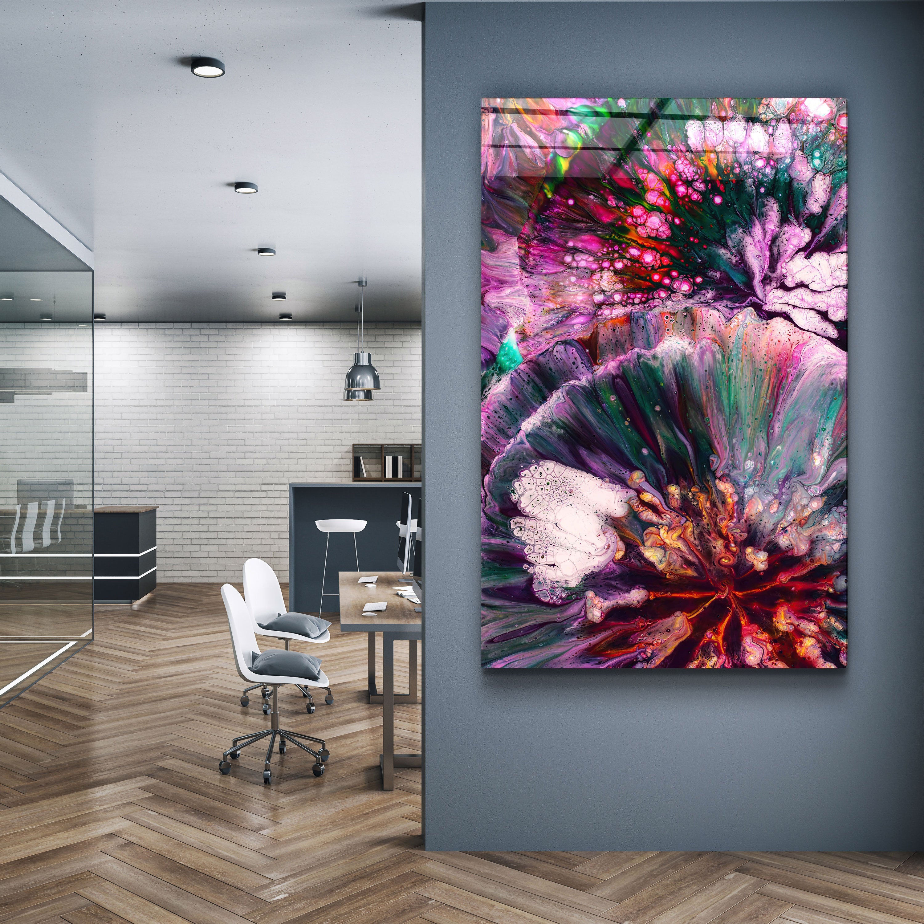 ・"Abstract Colorful Design"・Designer's Collection Glass Wall Art