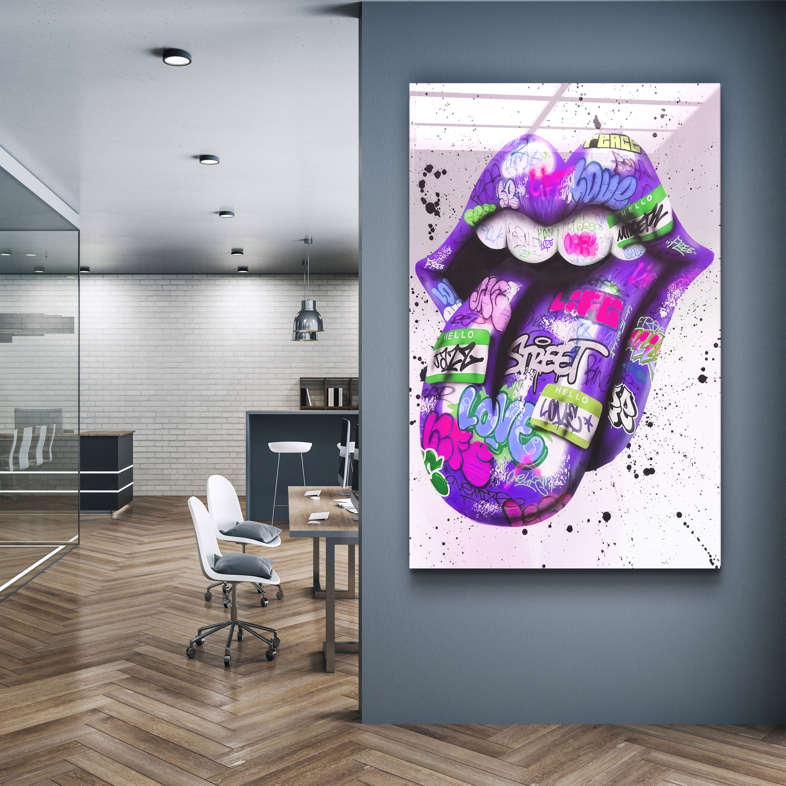 ・"Tongue - Purple"・Designer's Collection Glass Wall Art