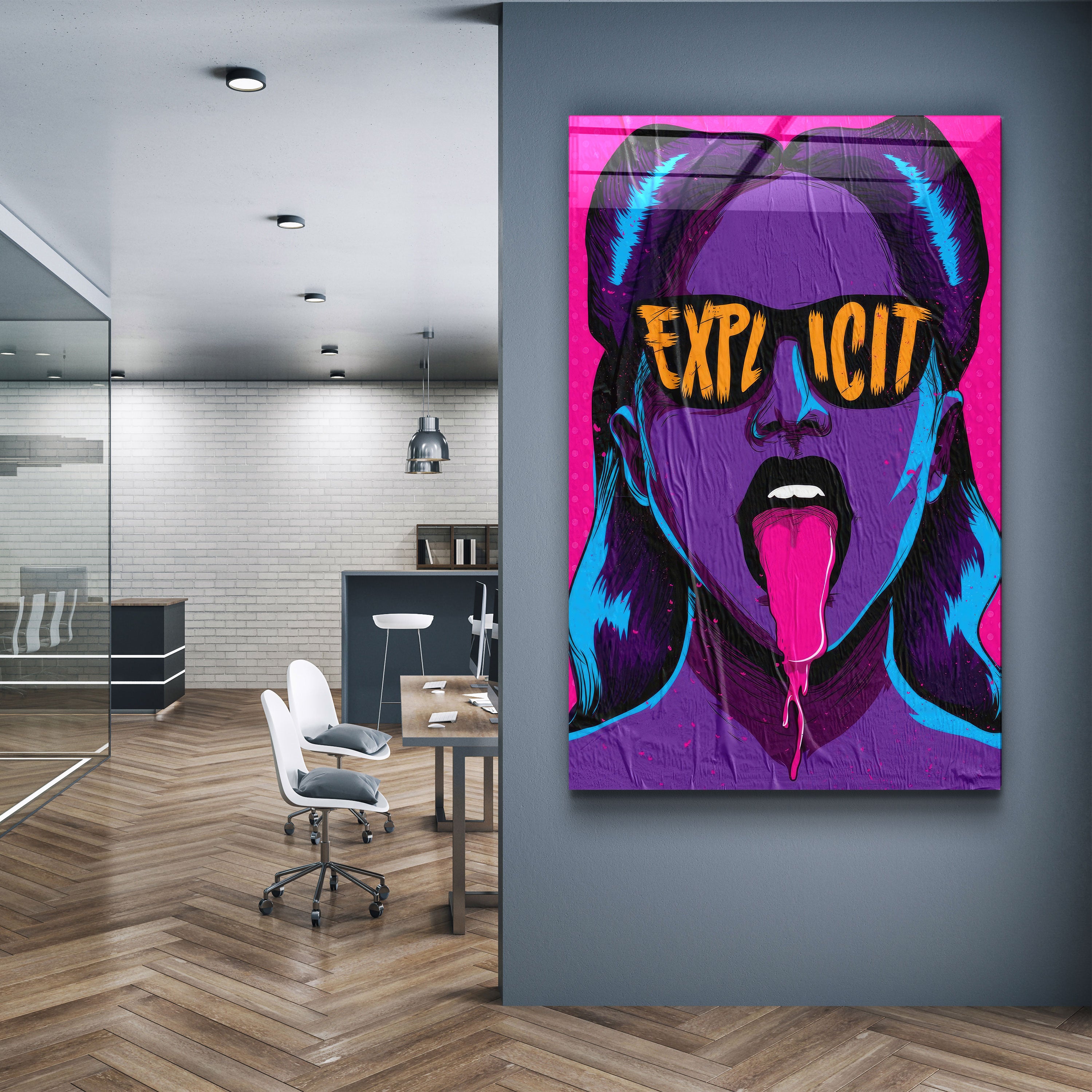・"Explicit - Purple"・Designer's Collection Glass Wall Art