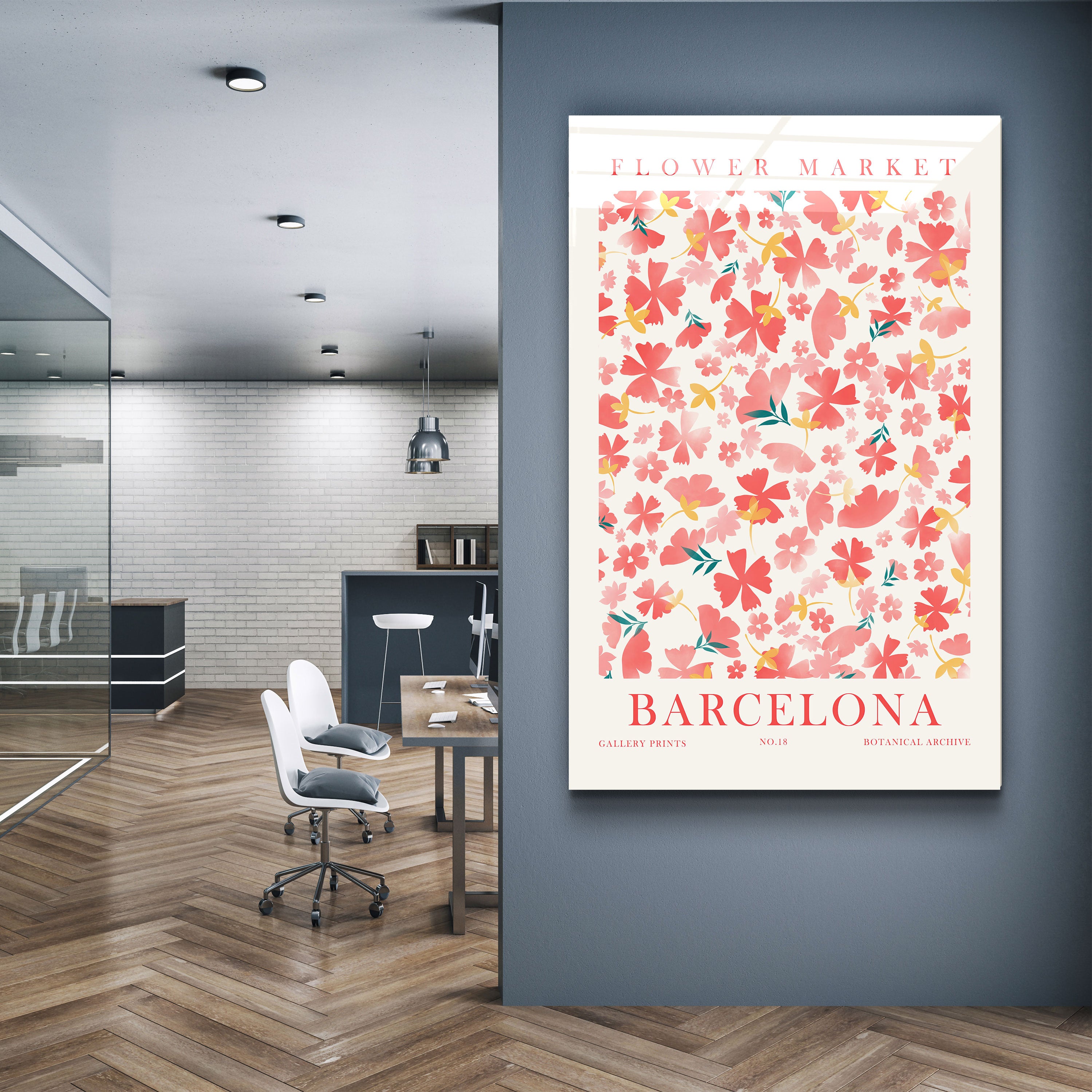 ・„Blumenmarkt Nr. 18 Barcelona“・Galerie-Druckkollektion <tc>Glasbild</tc>