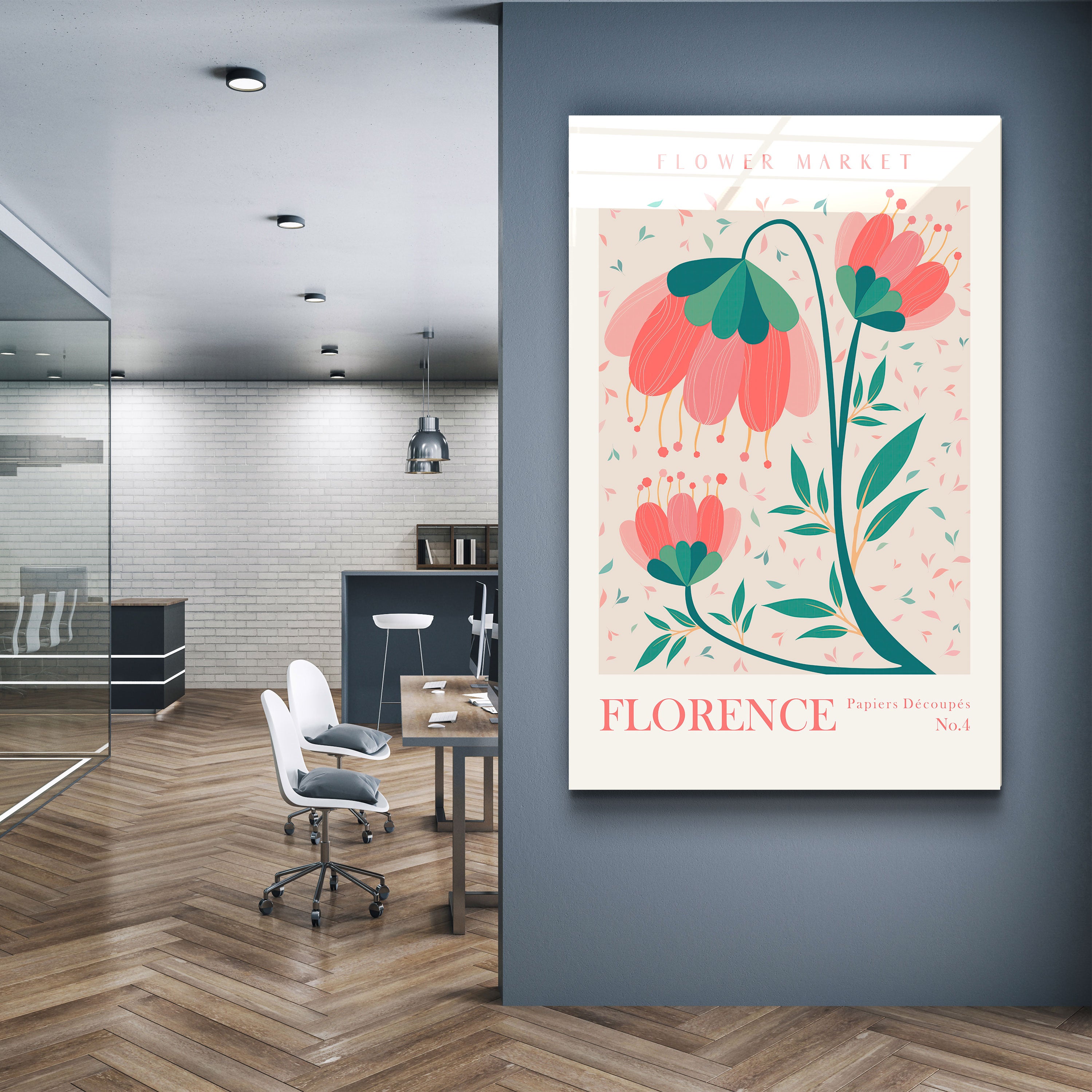 ・"Flower Market No:4 Florence"・Gallery Print Collection Glass Wall Art