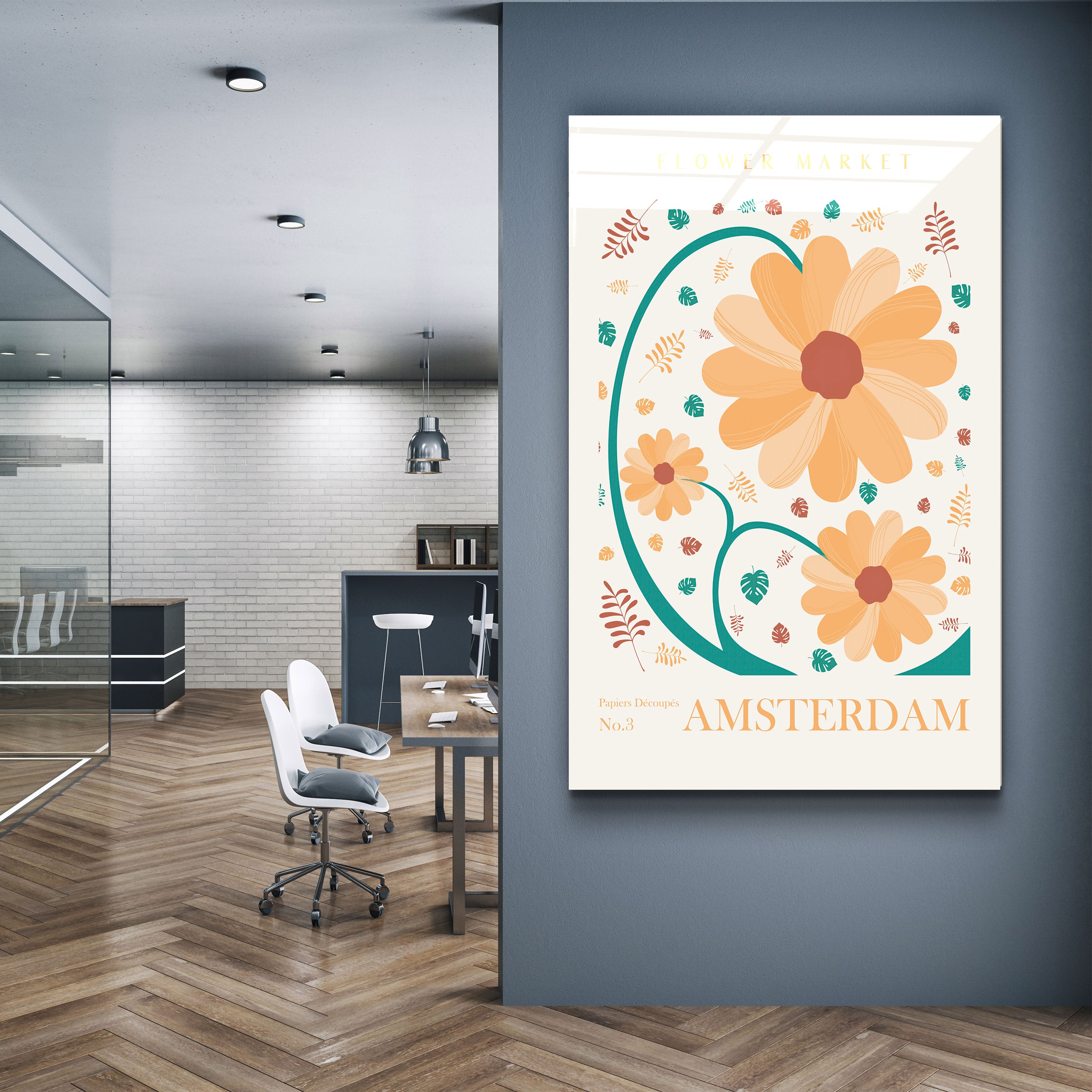 ・"Flower Market No:3 Amsterdam"・Gallery Print Collection Glass Wall Art