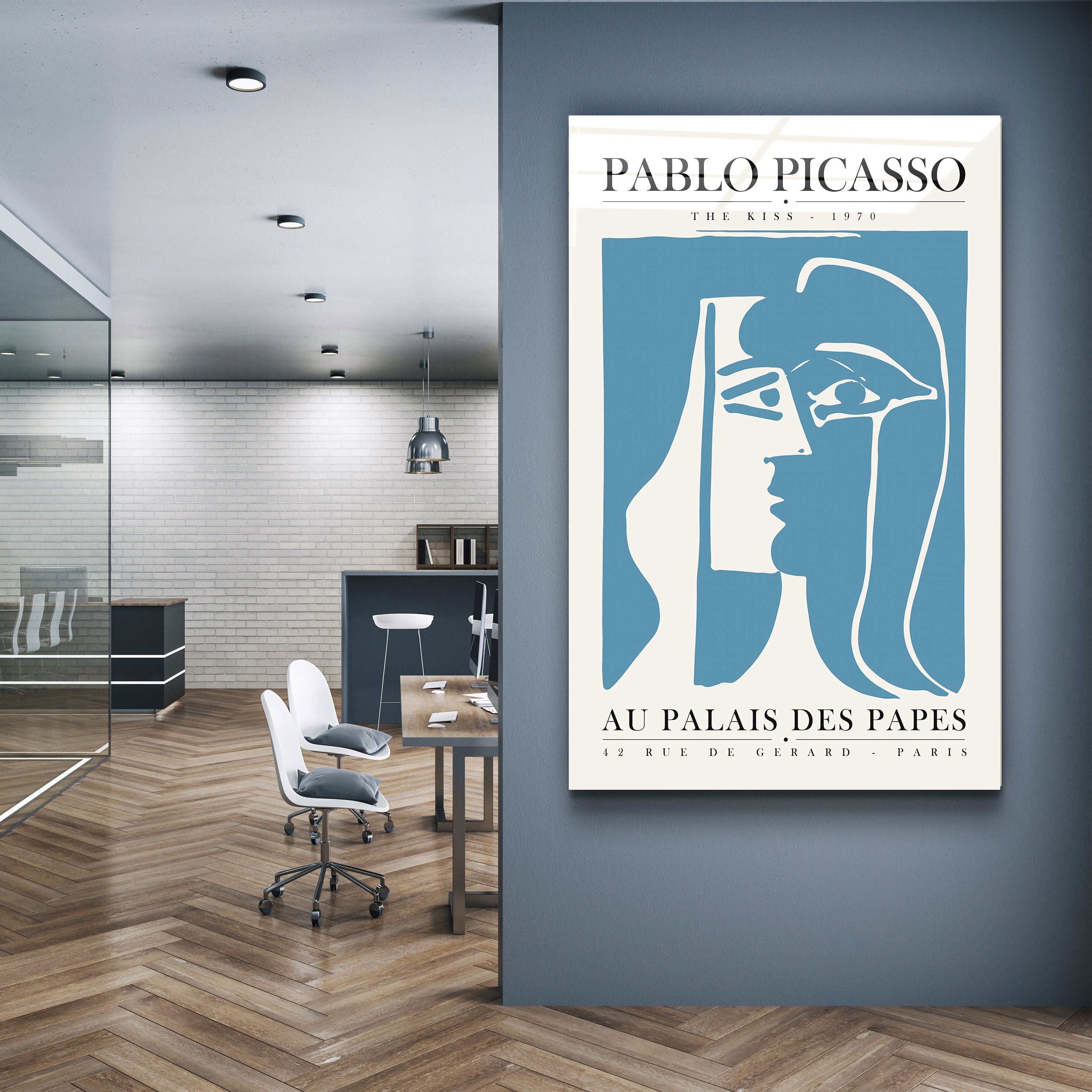 ・"Pablo Picasso - The Kiss - 1970 "・Gallery Print Collection Glass Wall Art