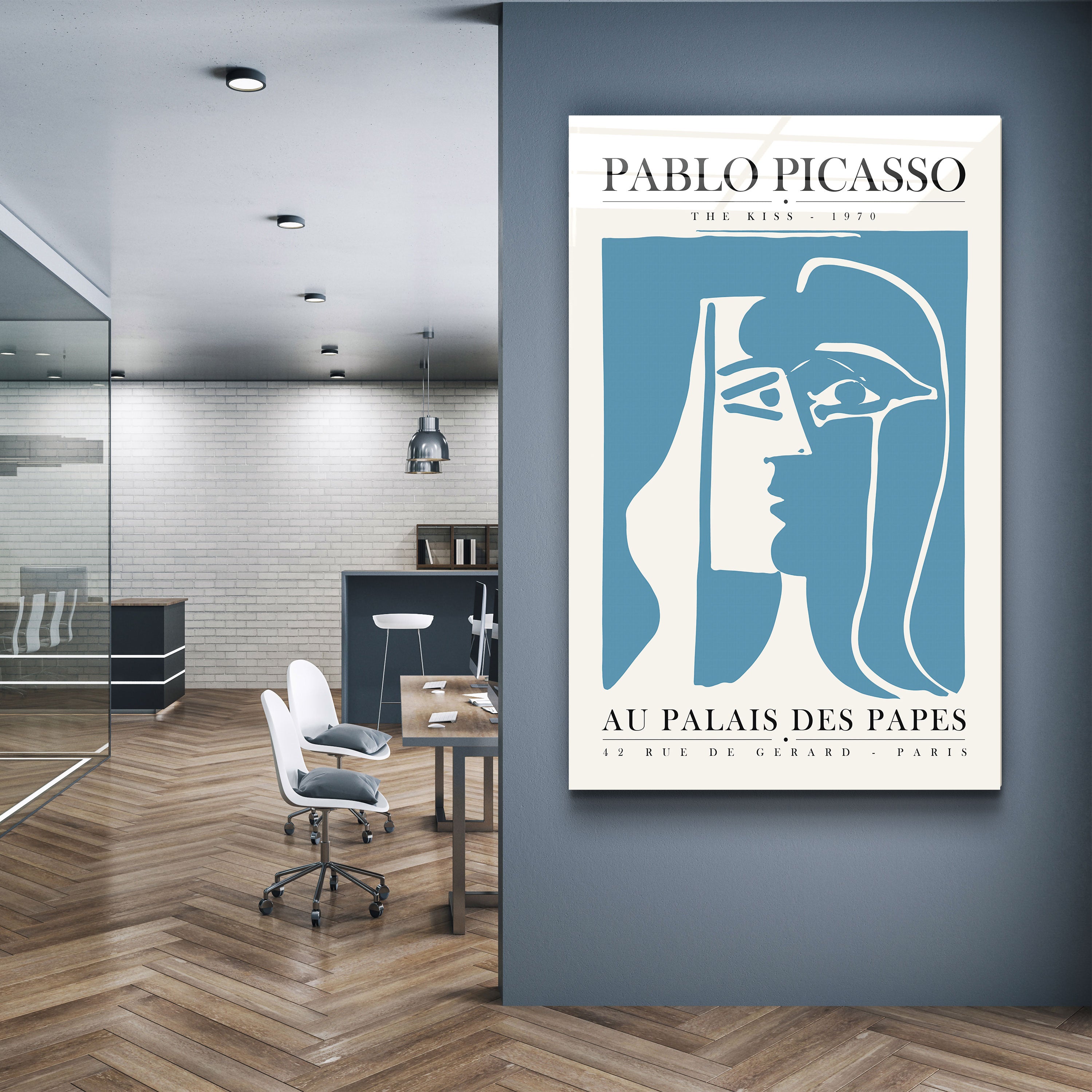 ・„Pablo Picasso – Der Kuss – 1970“・Galeriedrucksammlung <tc>Glasbild</tc>