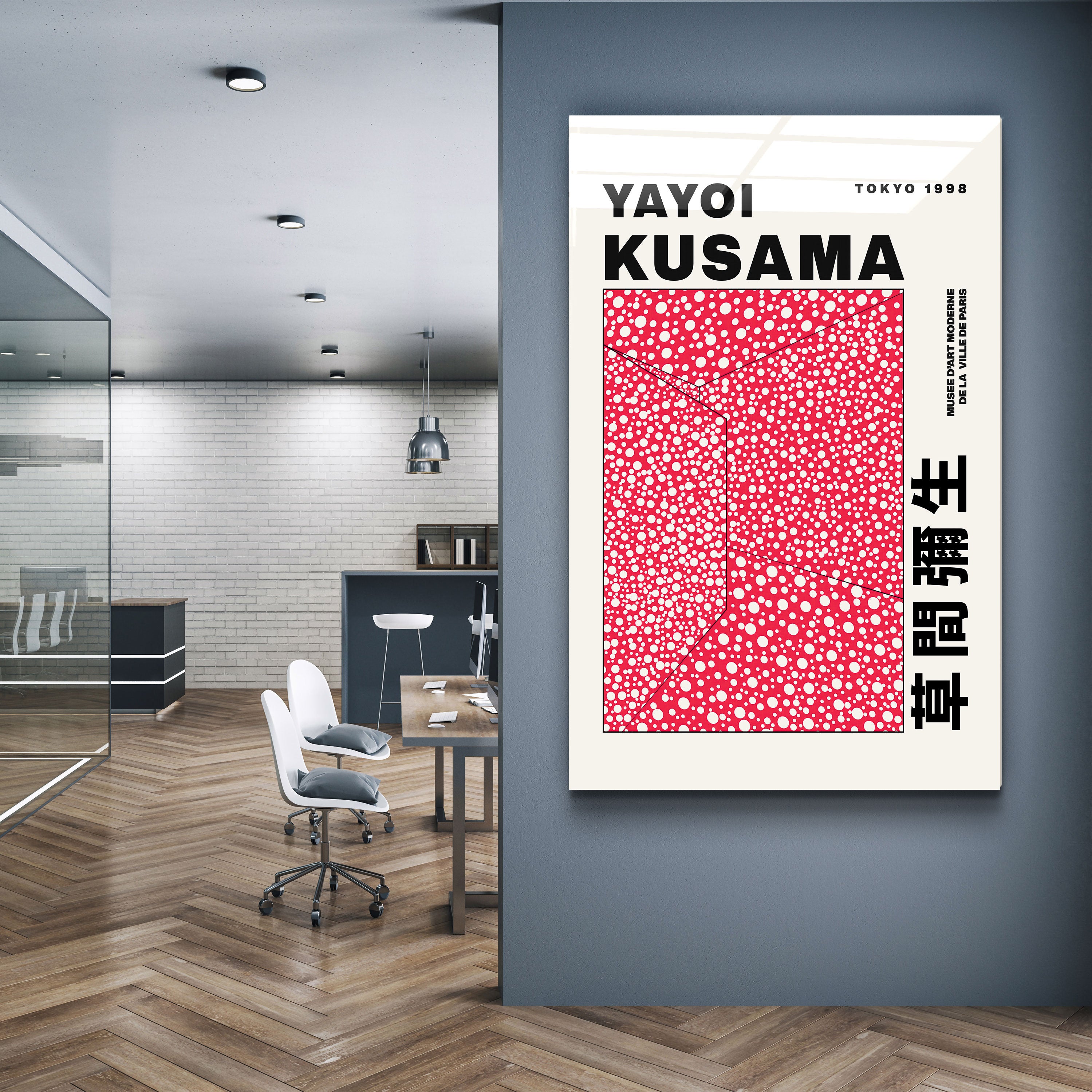 ・"Yayoi Kusama - Tokyo - 1998"・Art mural en verre de la collection d'impressions de galerie