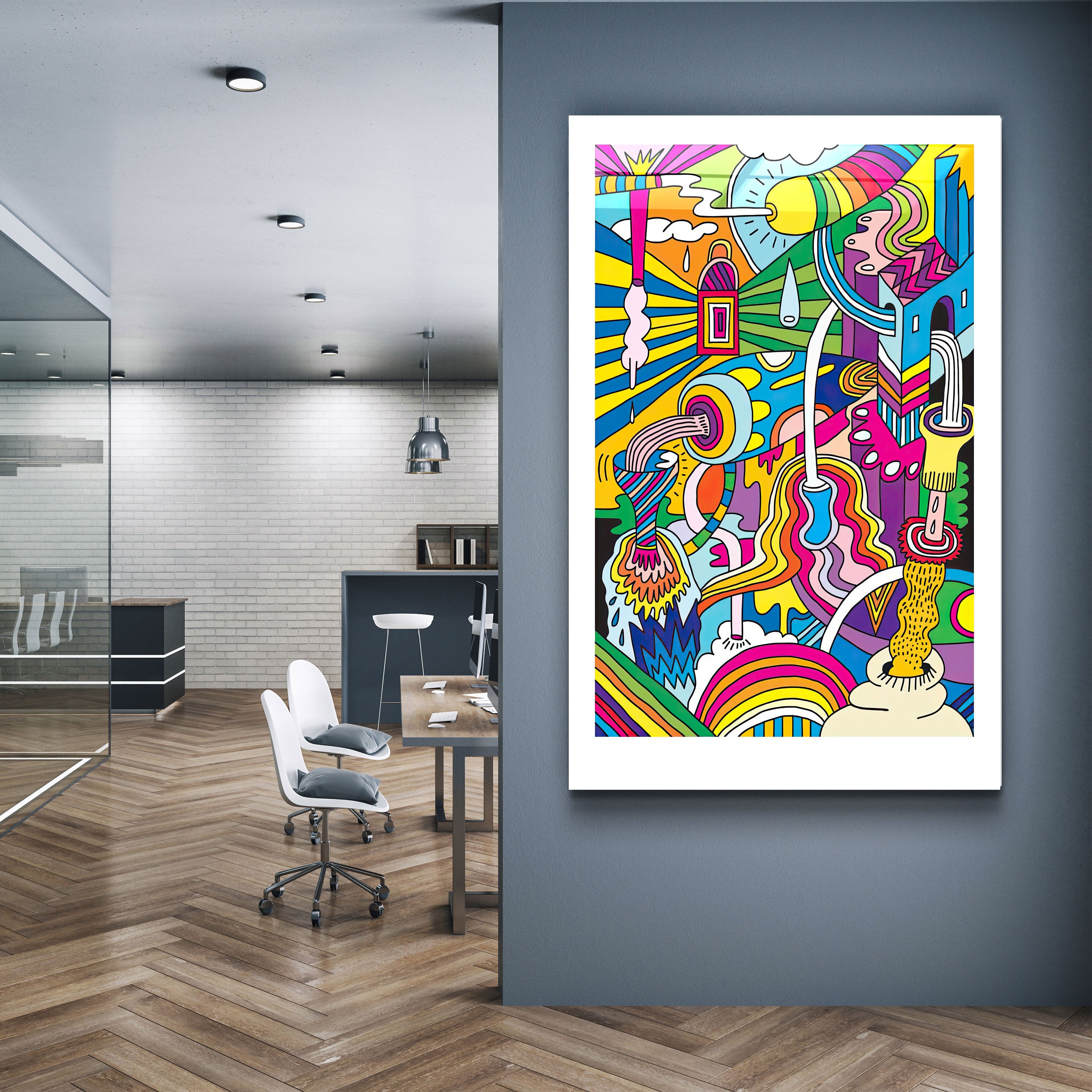 ・"Cartoon Factory"・Art mural en verre de la collection du designer