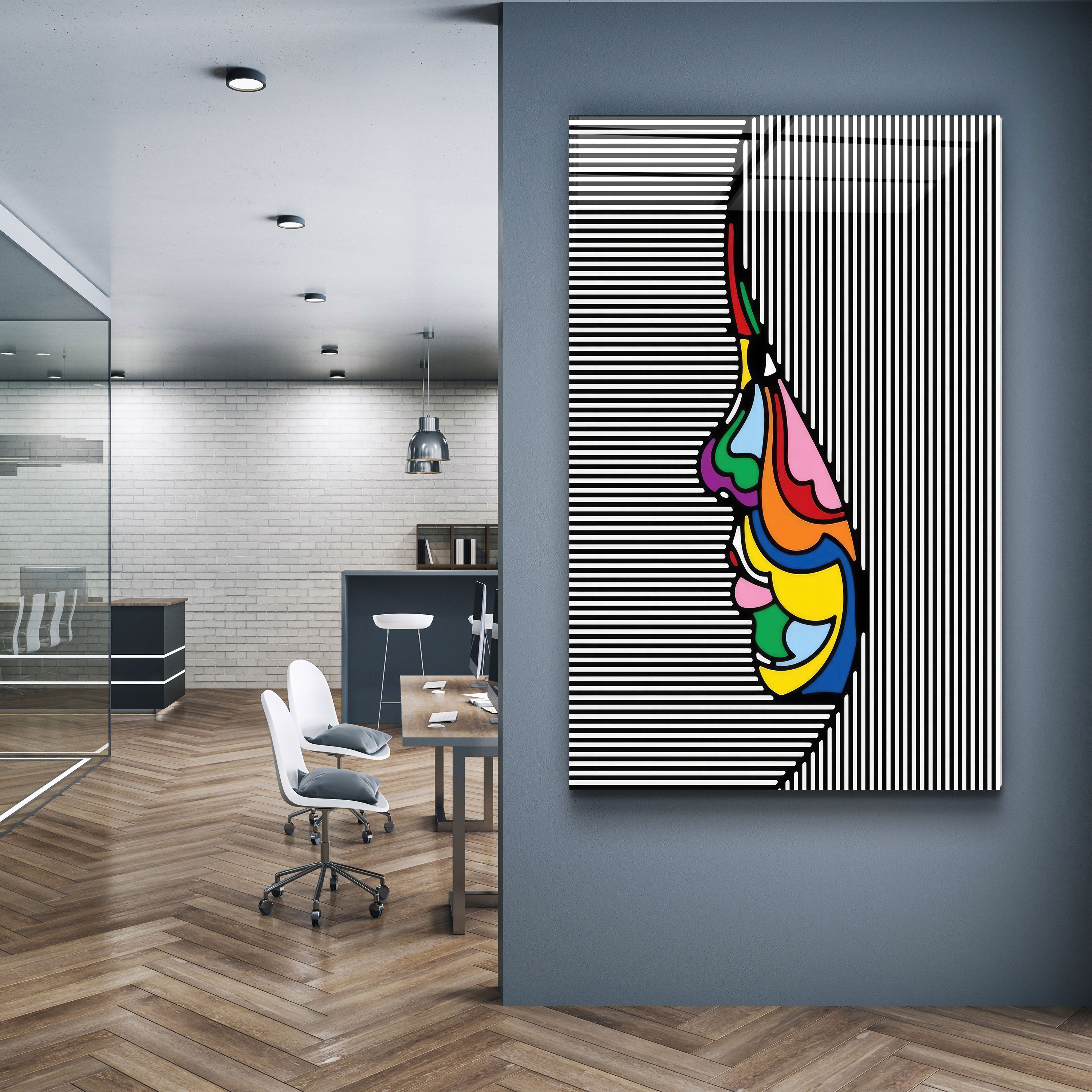 ・"Lines and Face"・Designer's Collection Glass Wall Art