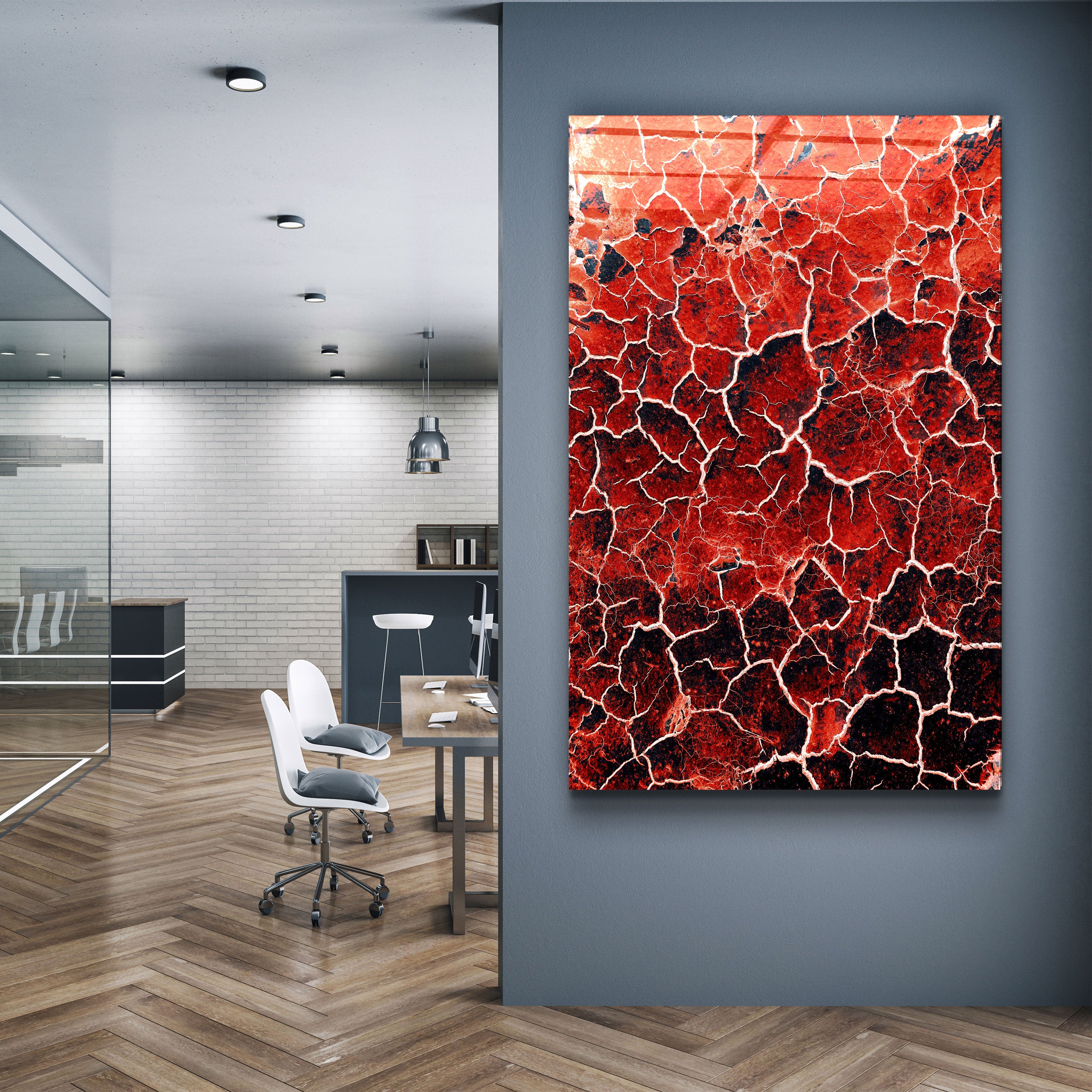 ・"Red Crack"・Designer's Collection Glass Wall Art