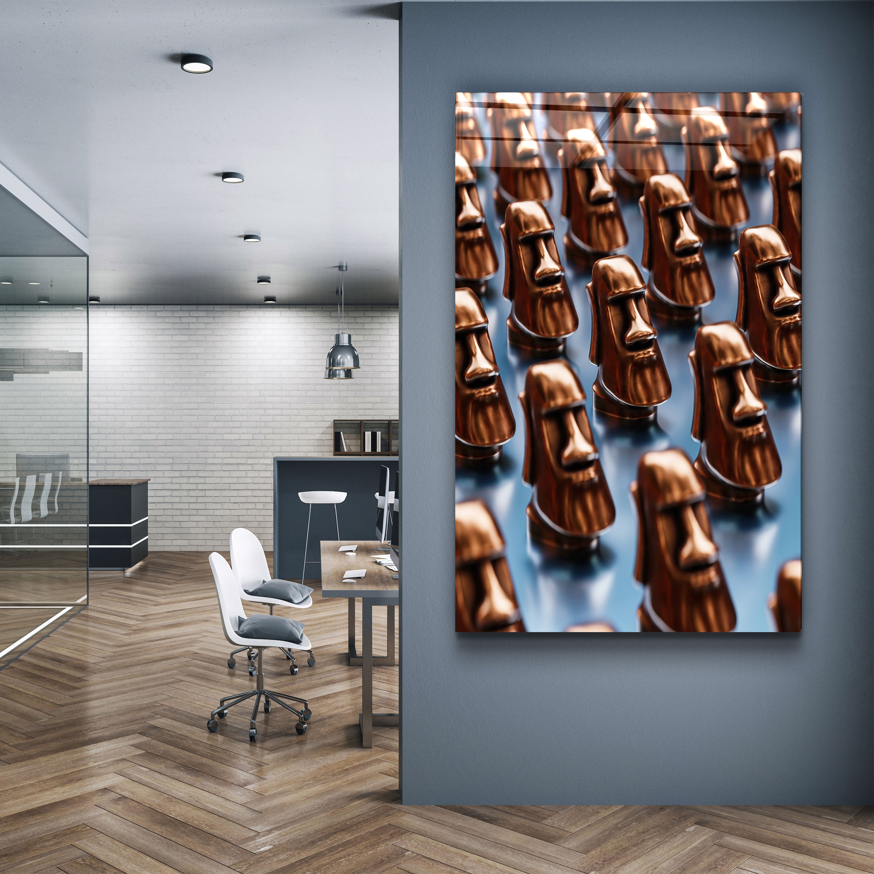 ・"Stone Heads Clones"・Designer's Collection Glass Wall Art