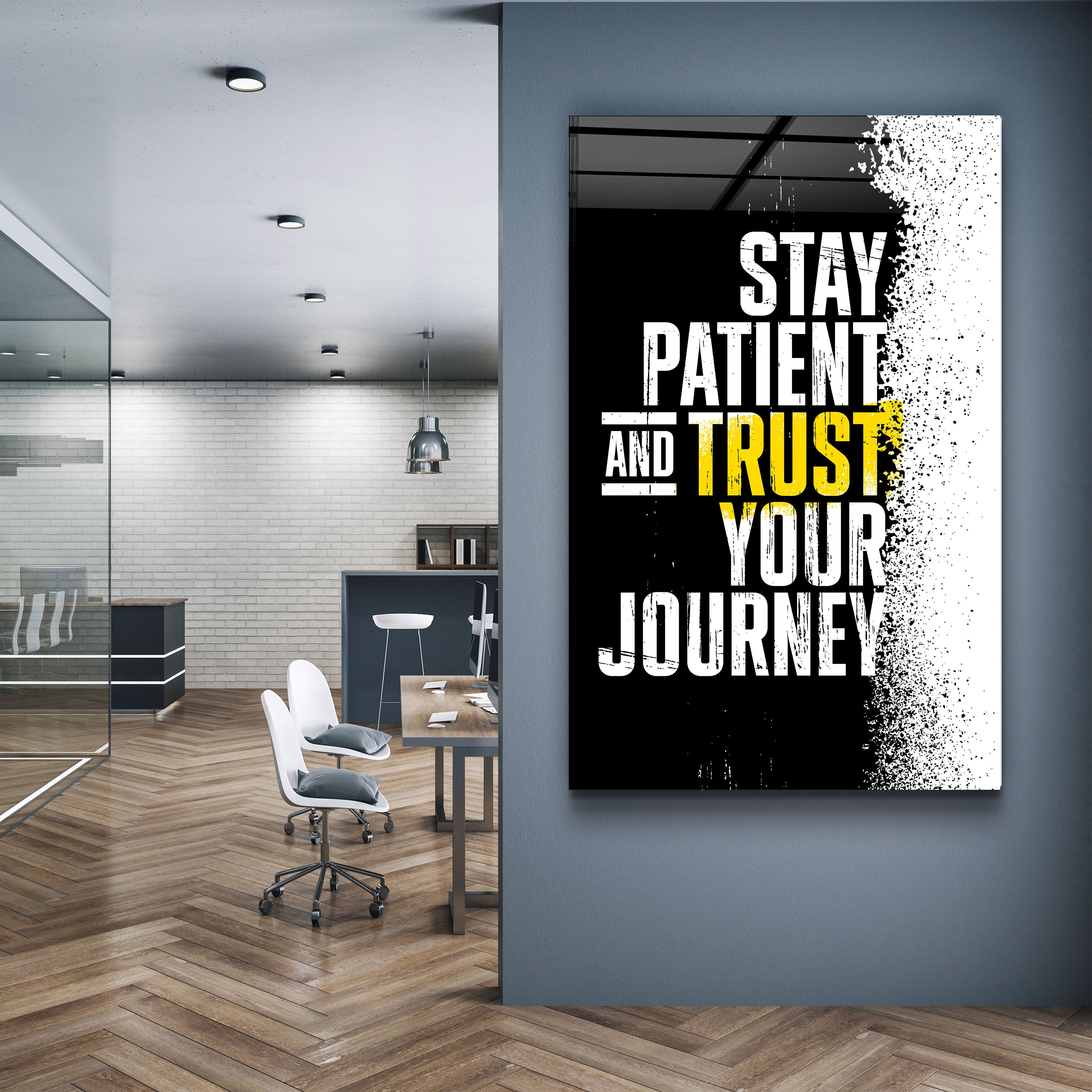 ・„Stay Patient“・Designer-Kollektion <tc>Glasbild</tc>