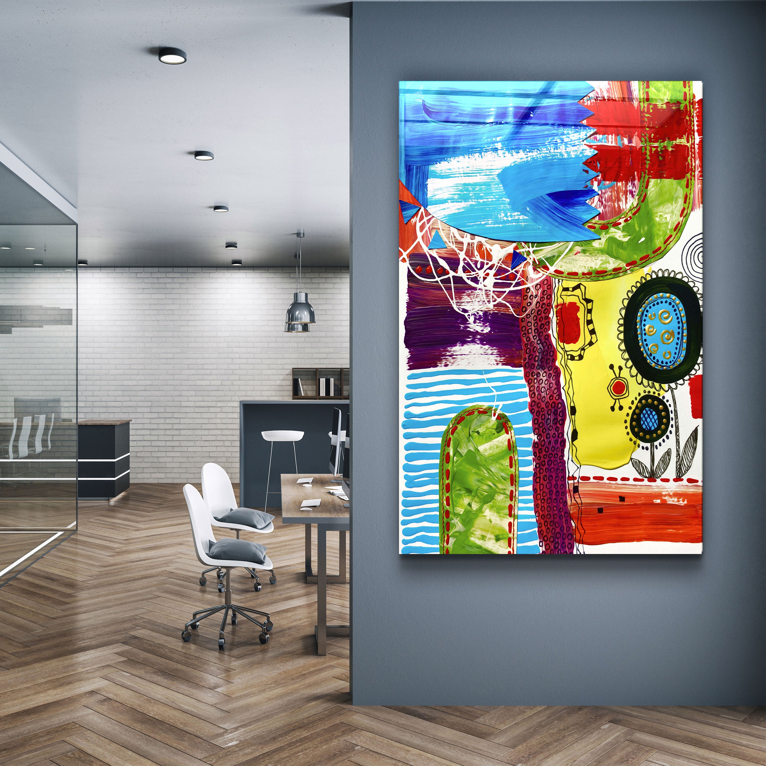 ・"Abstract Oil Painting"・Glass Wall Art
