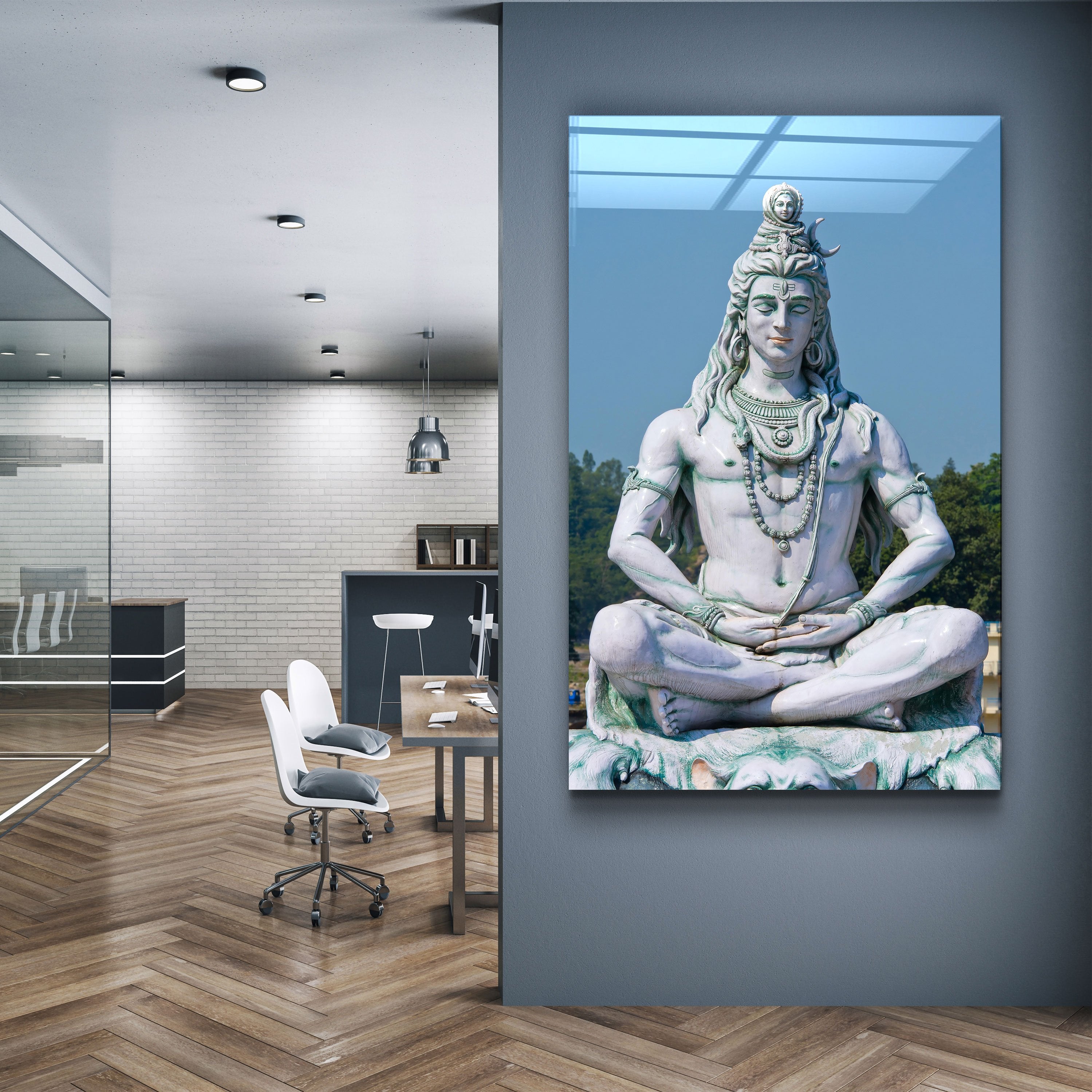 ・"Shiva Sculpture"・Glass Wall Art