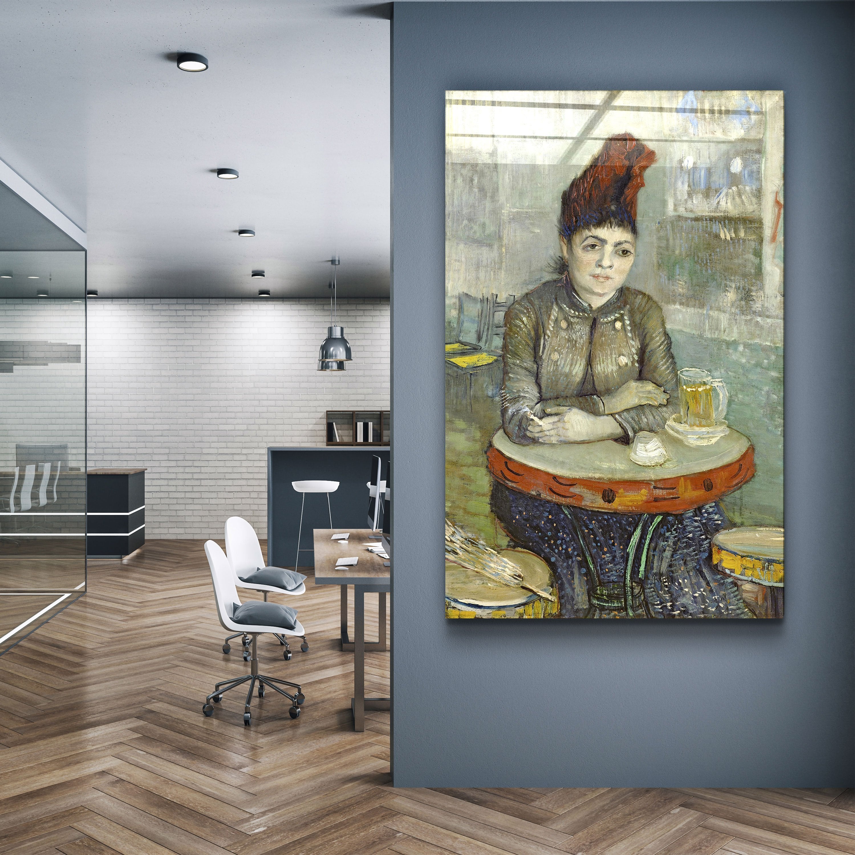 ・"Vincent van Gogh's Agostina Segatori Sitting in the Café du Tambourin (1887–1888)"・Glass Wall Art