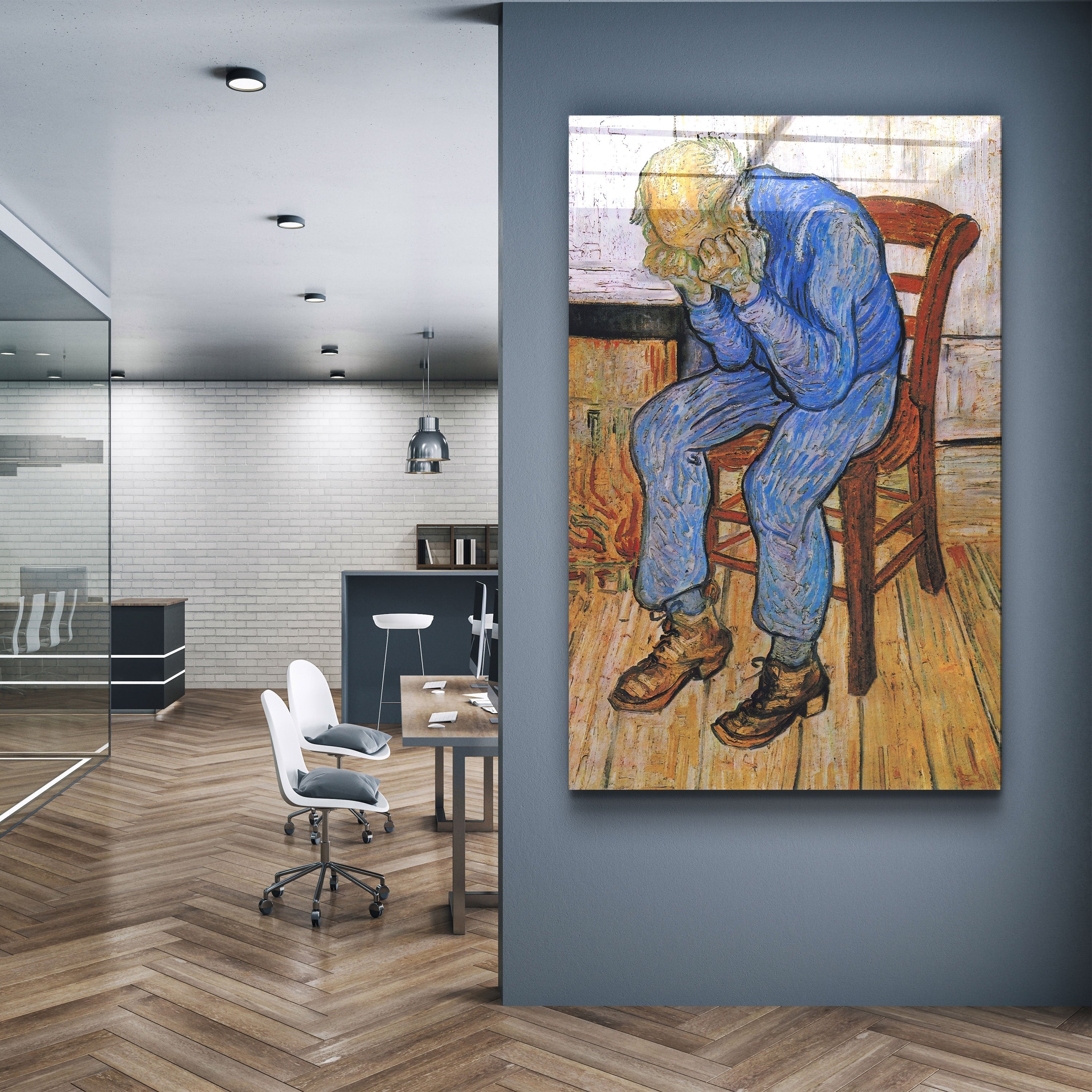 ・"Vincent van Gogh's At Eternity's Gate (1890)"・Glass Wall Art