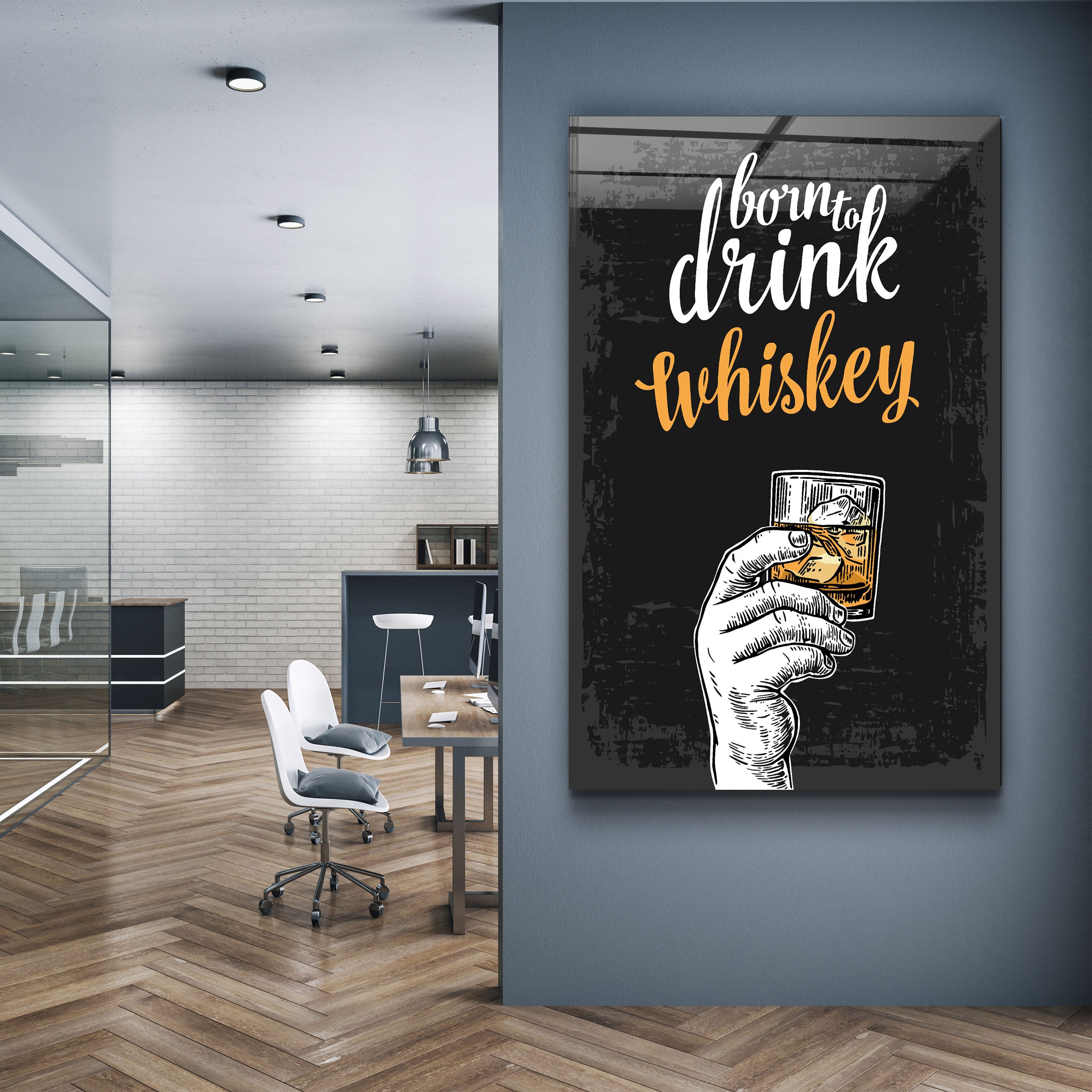 ・"Né pour boire - Whisky"・Art mural en verre