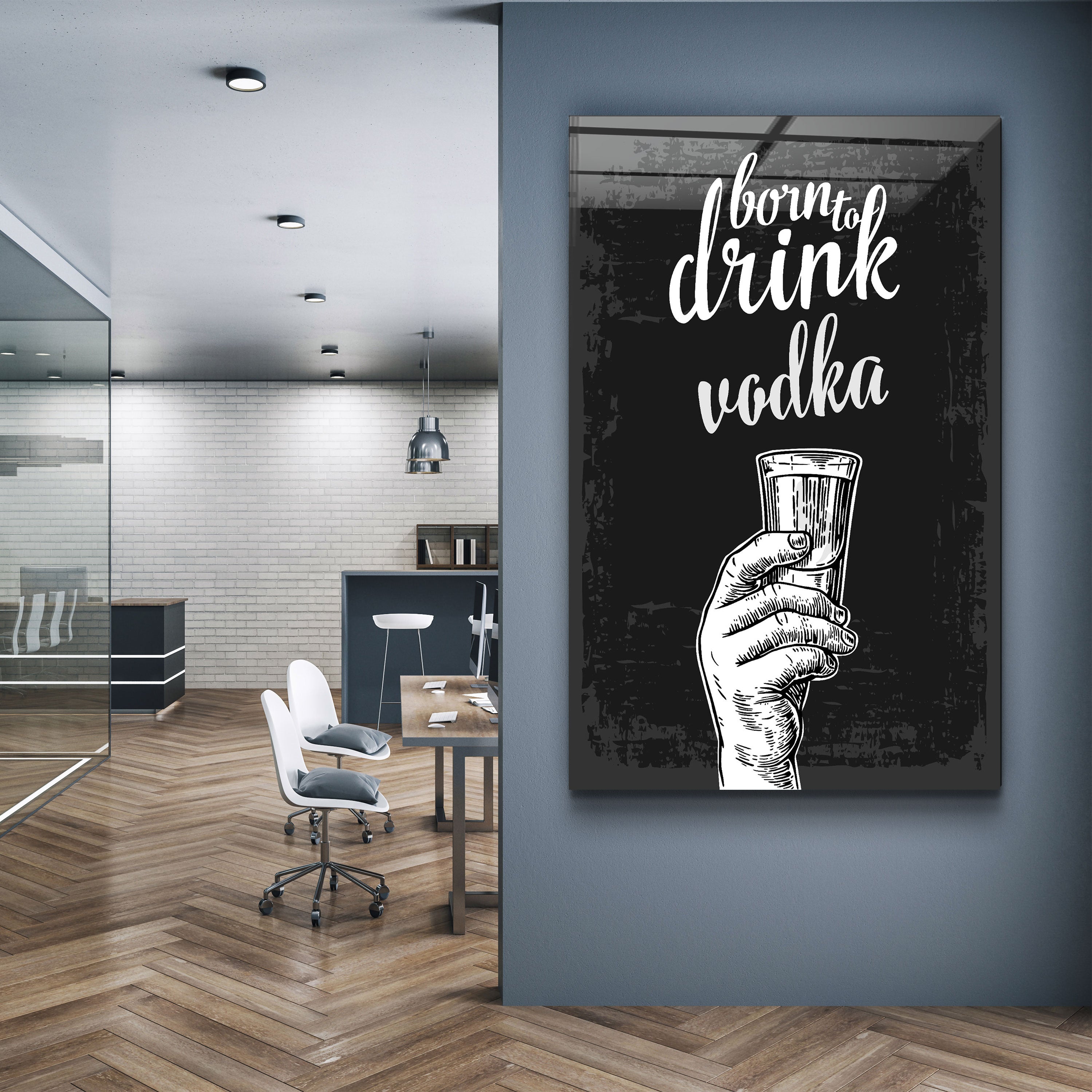 ・"Né pour boire - Vodka"・Art mural en verre