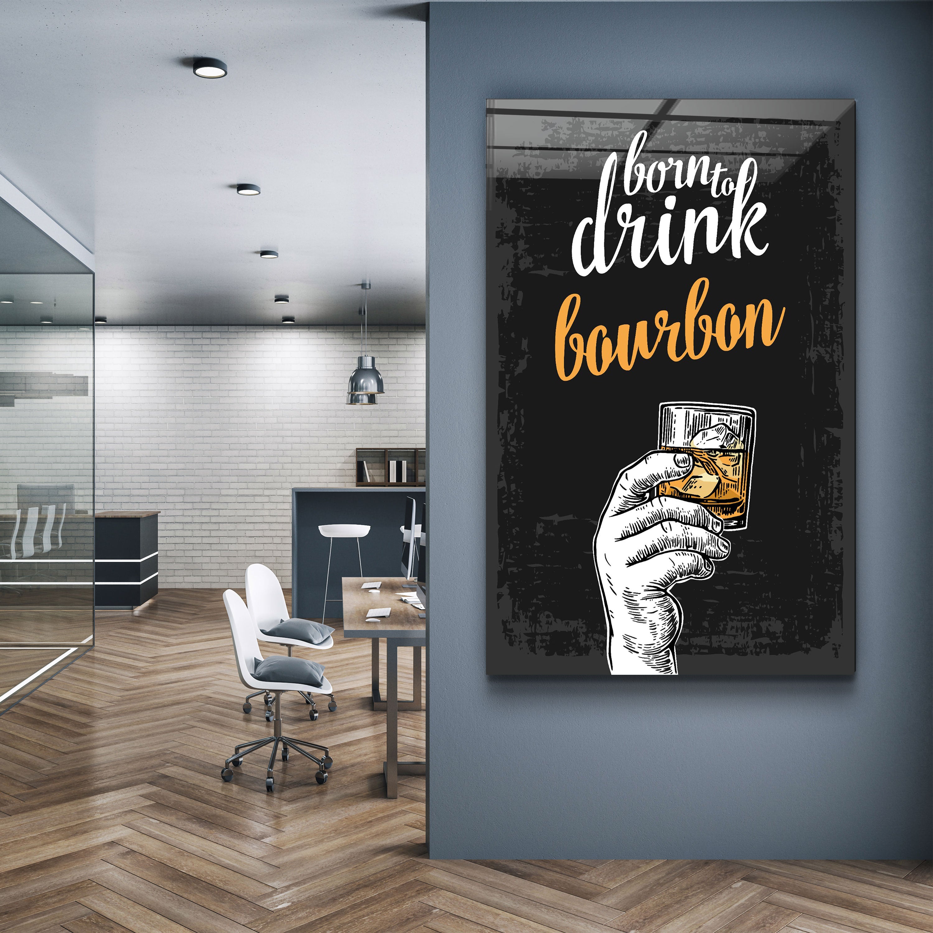 ・"Né pour boire - Bourbon"・Art mural en verre