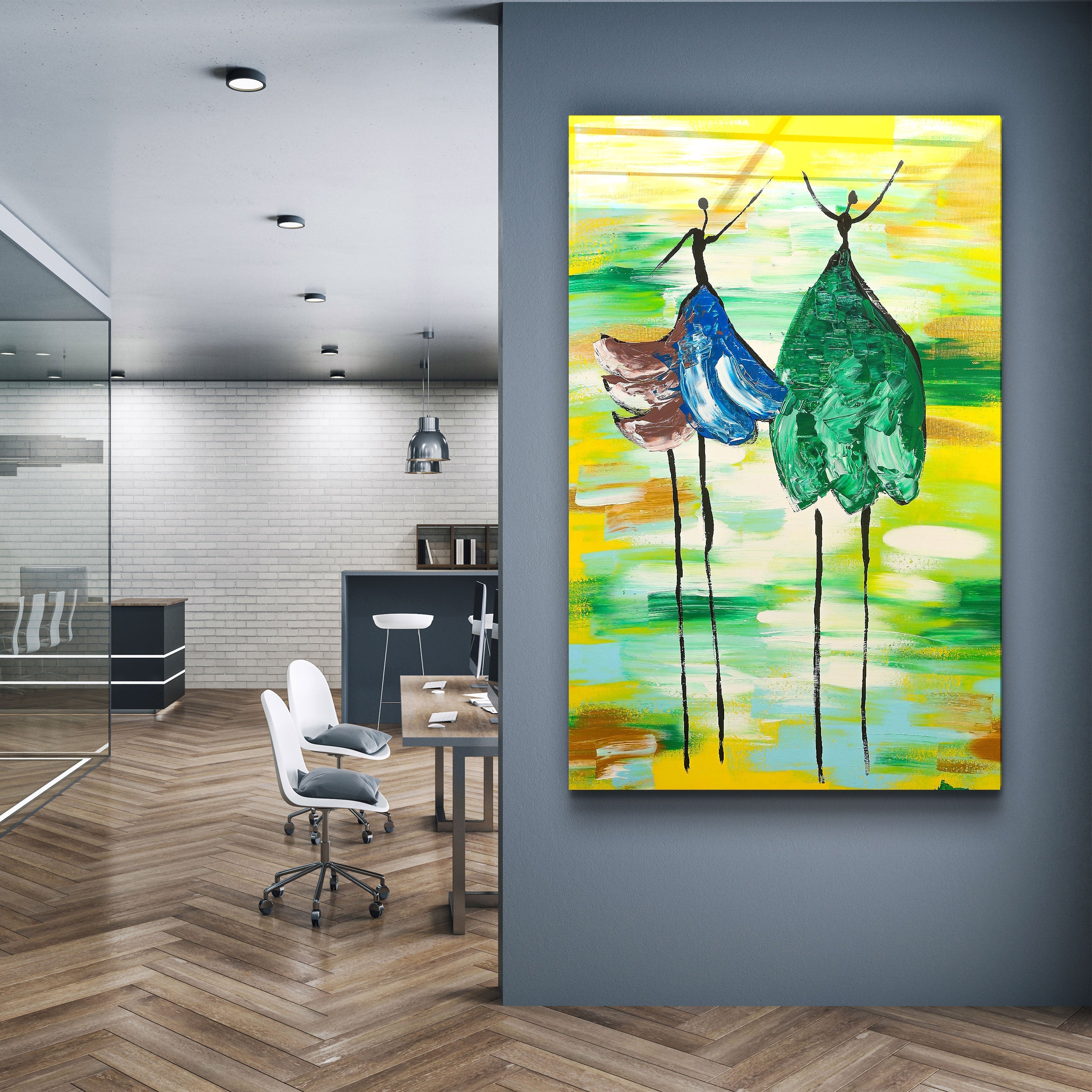 ・"Balerina Abstract - Image dessinée à la main"・Art mural en verre