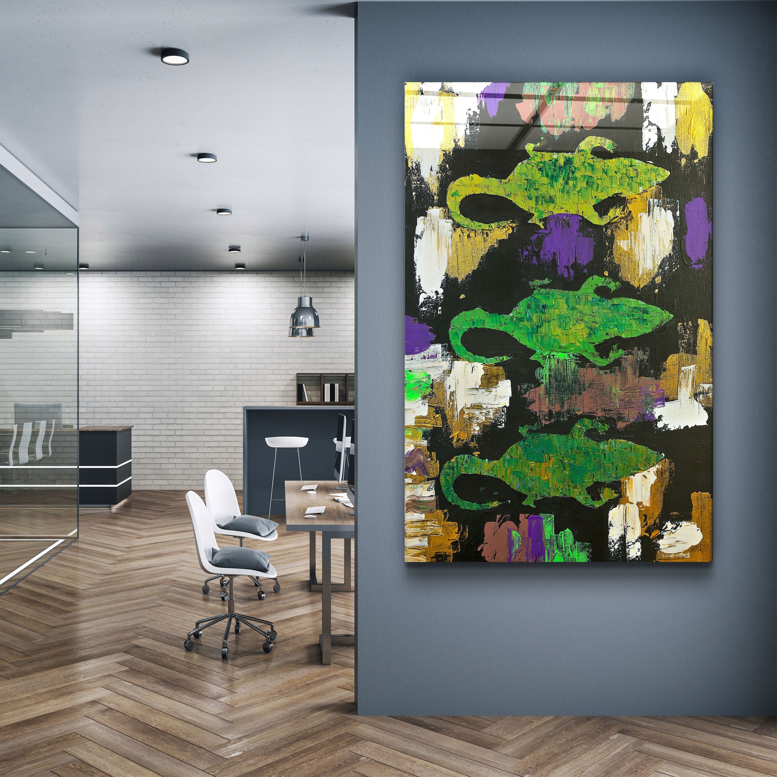 ・"Three Little Alligators - Hand-drawn Image"・Glass Wall Art