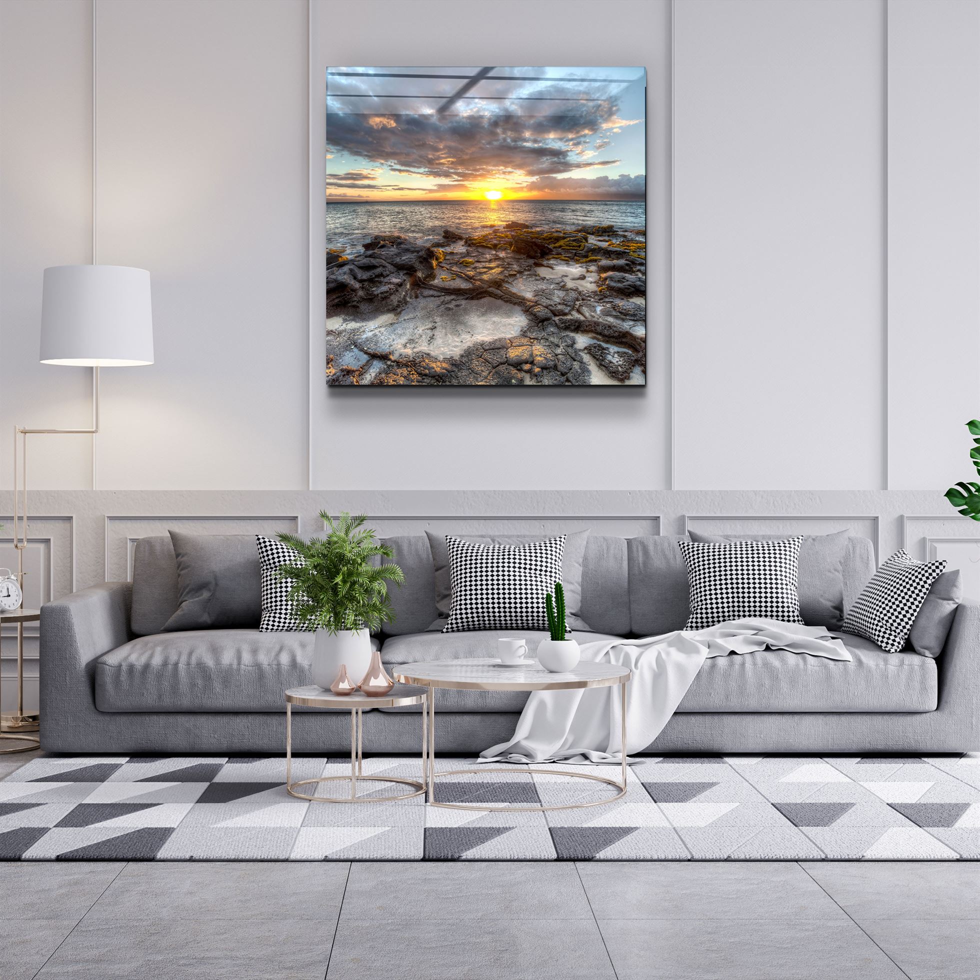 ・"Coucher de soleil sur la mer"・Art mural en verre