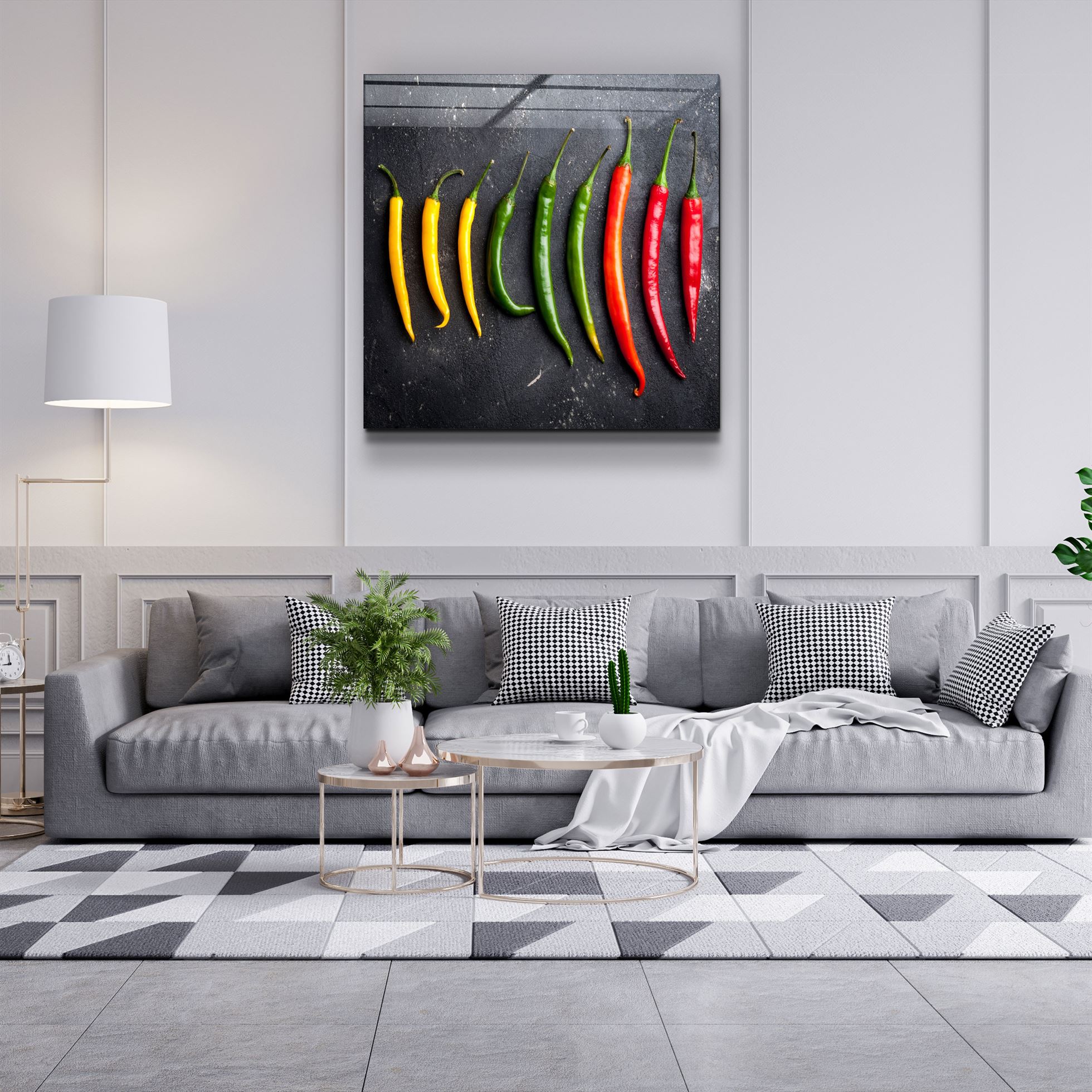 ・"Colorful Peppers"・Glass Wall Art